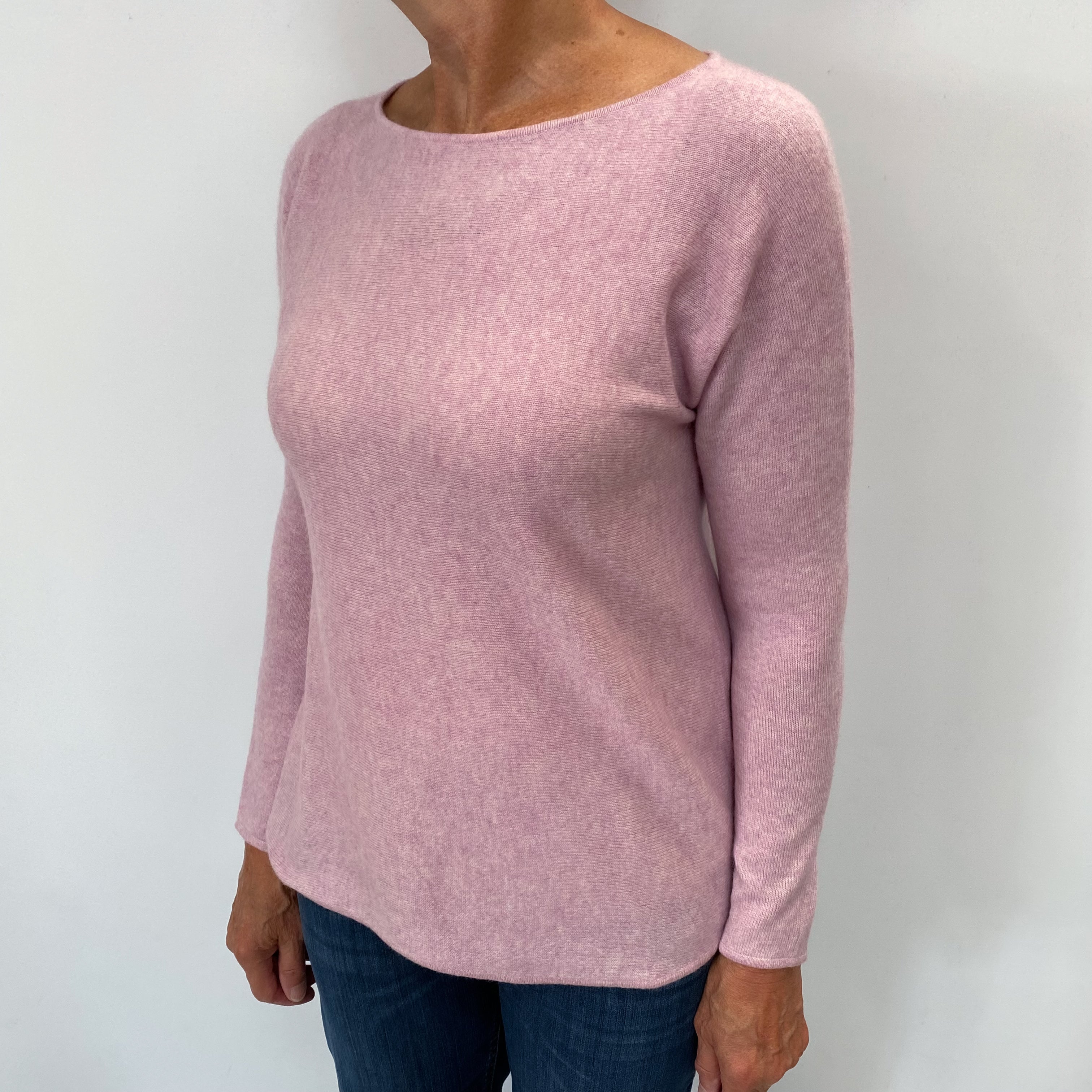Carnation Lilac Marl Cashmere Crew Neck Jumper Medium