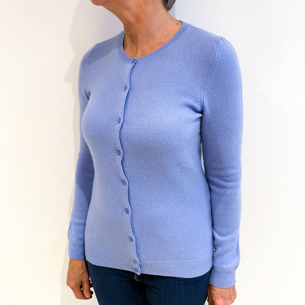 Sky Blue Cashmere Crew Neck Cardigan Medium