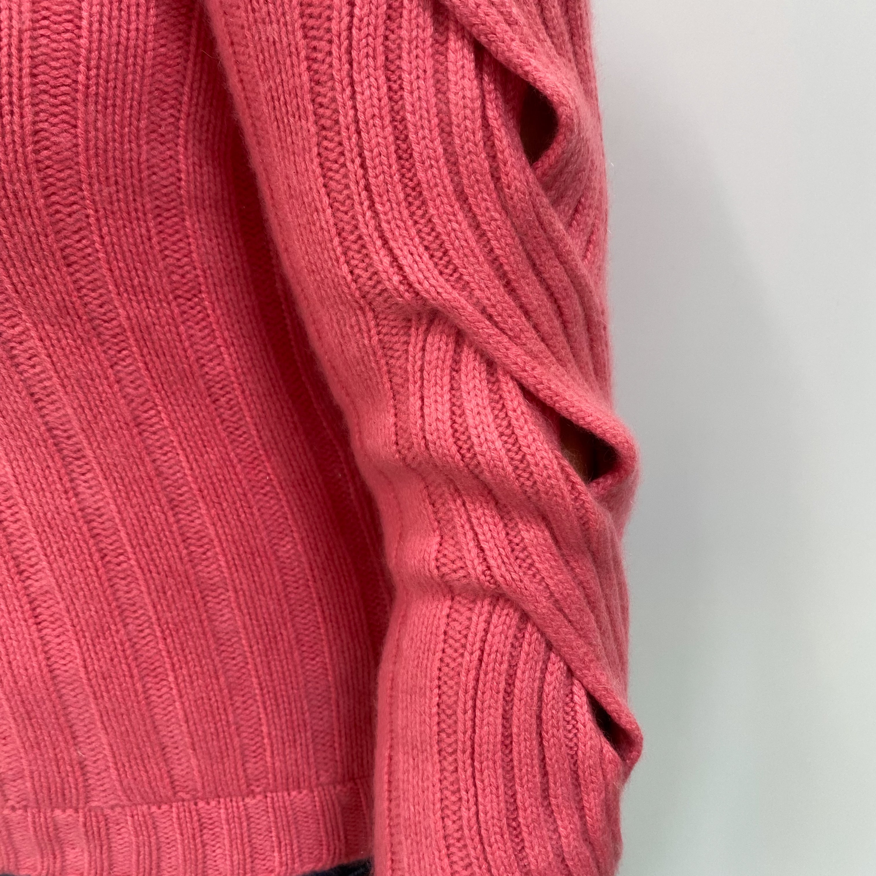 Flamingo Pink Cashmere V Neck Jumper Medium