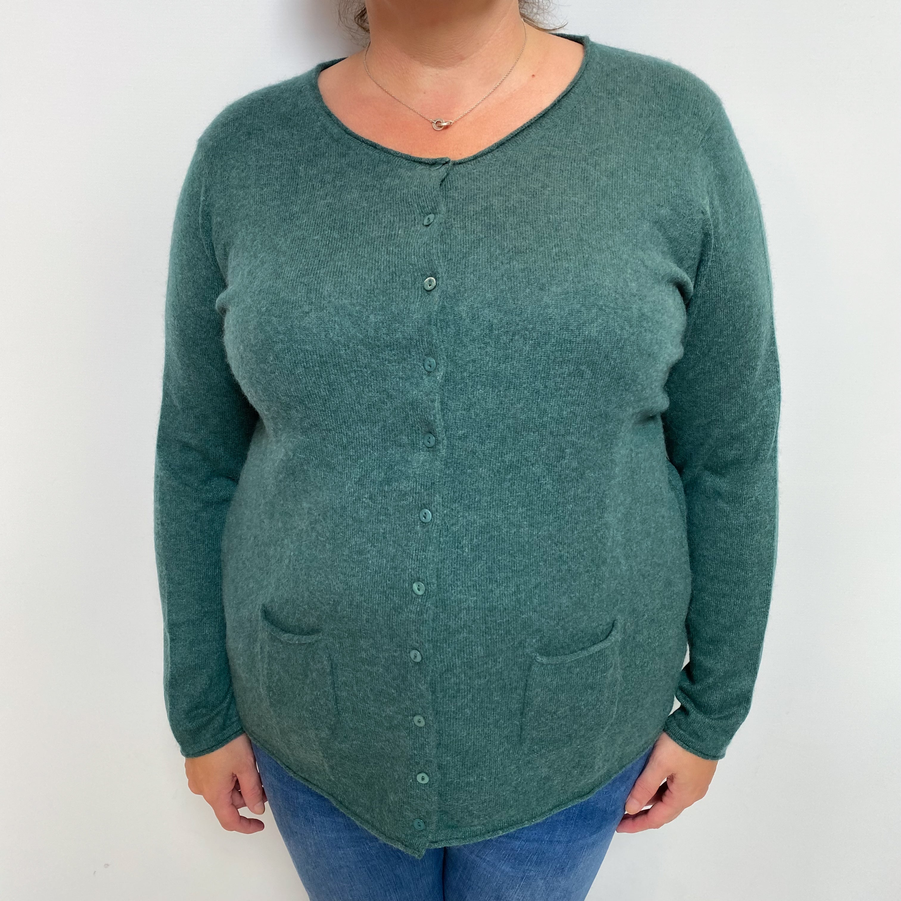 Sea Green Cashmere Crew Cardigan Extra Large