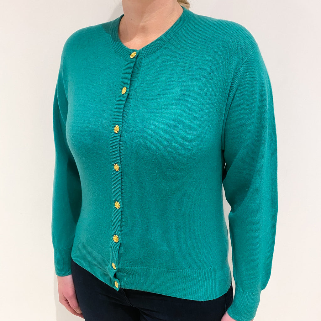 Jade Green Cashmere Crew Cardigan Large