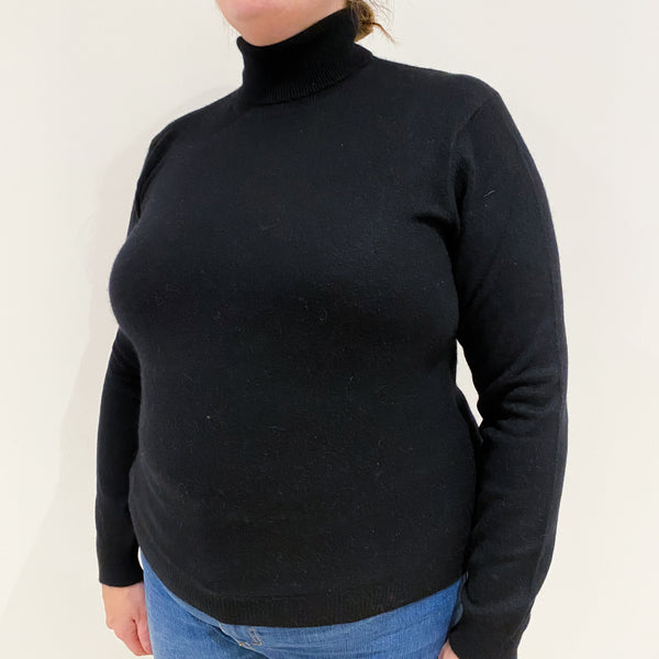 Black Cashmere Polo Neck Jumper Extra Large