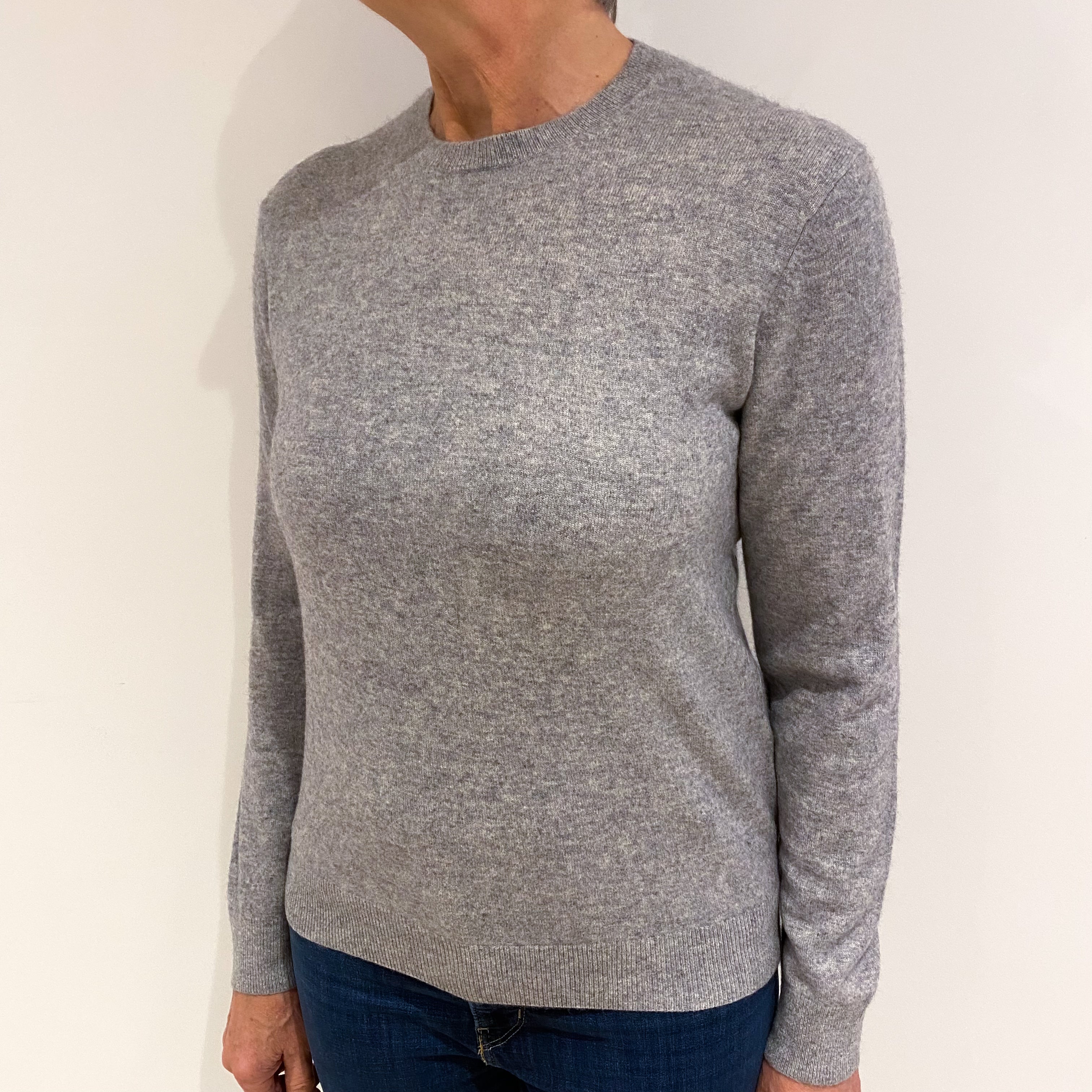 Smoke Grey Cashmere Crew Neck Jumper Medium