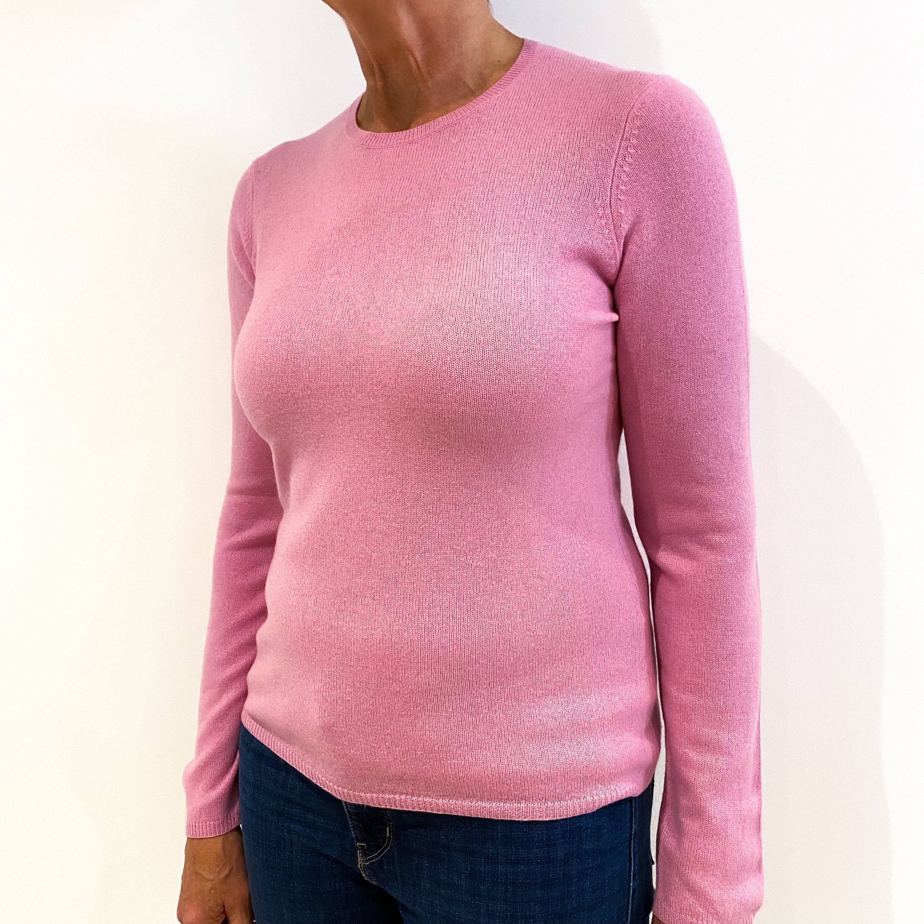 Rose Pink Cashmere Crew Neck Jumper Medium