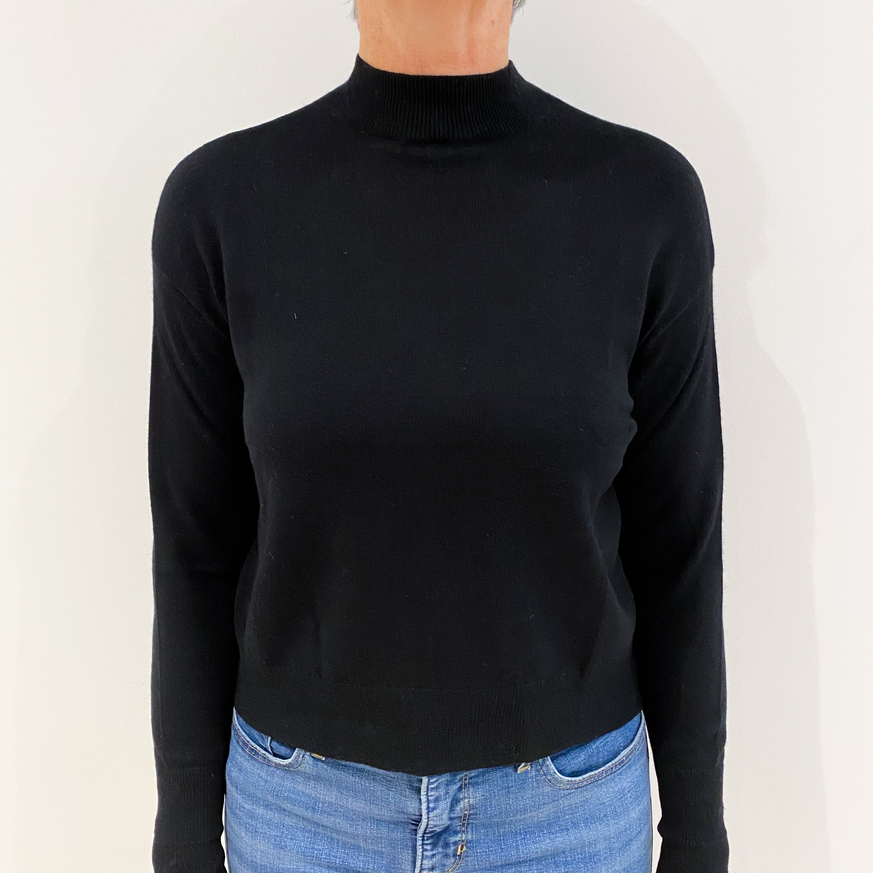 Black Boxy Style Cashmere Turtle Neck Jumper Medium