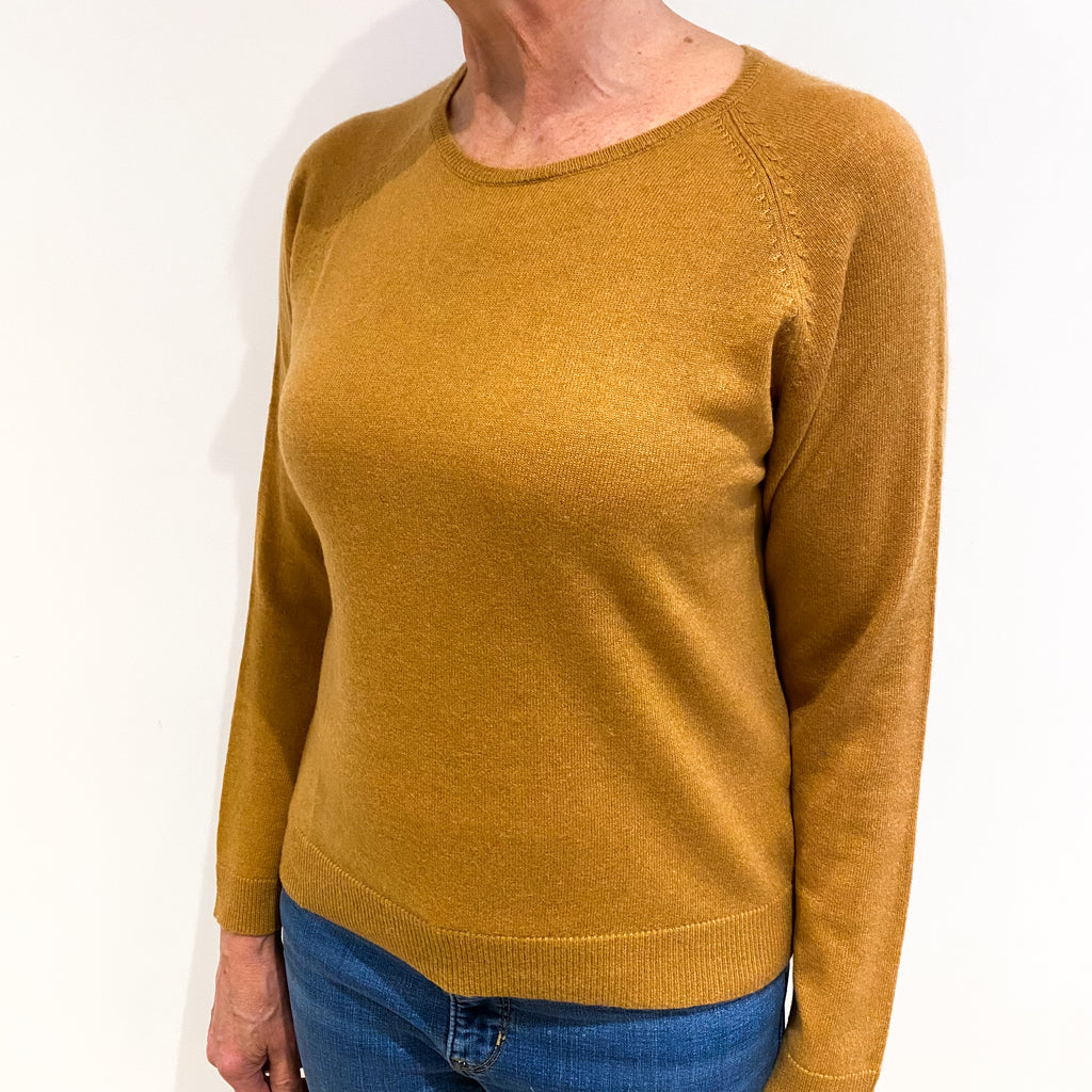 Mustard Brown Cashmere Crew Neck Jumper Medium