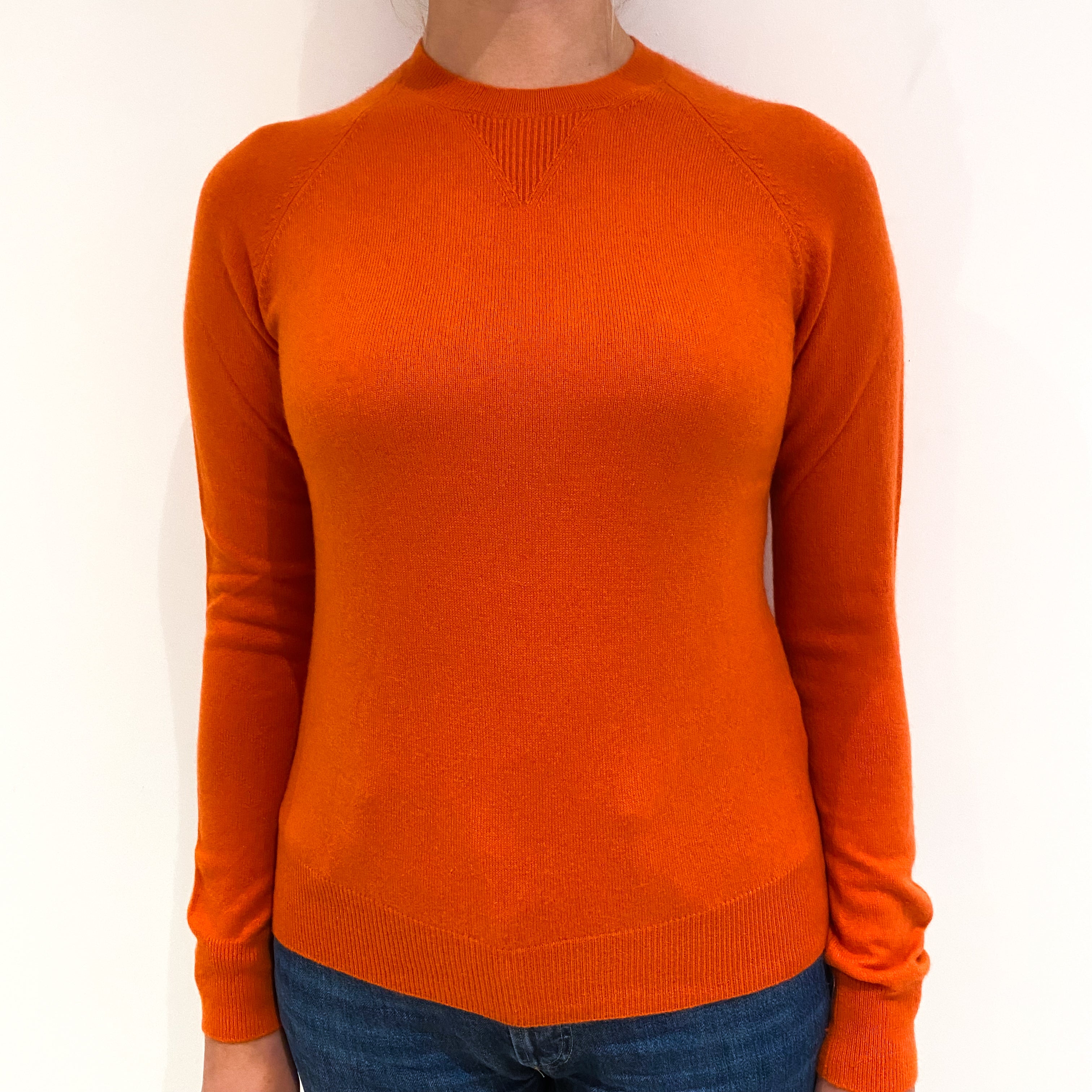 Tangerine Orange Cashmere Crew Neck Jumper Small