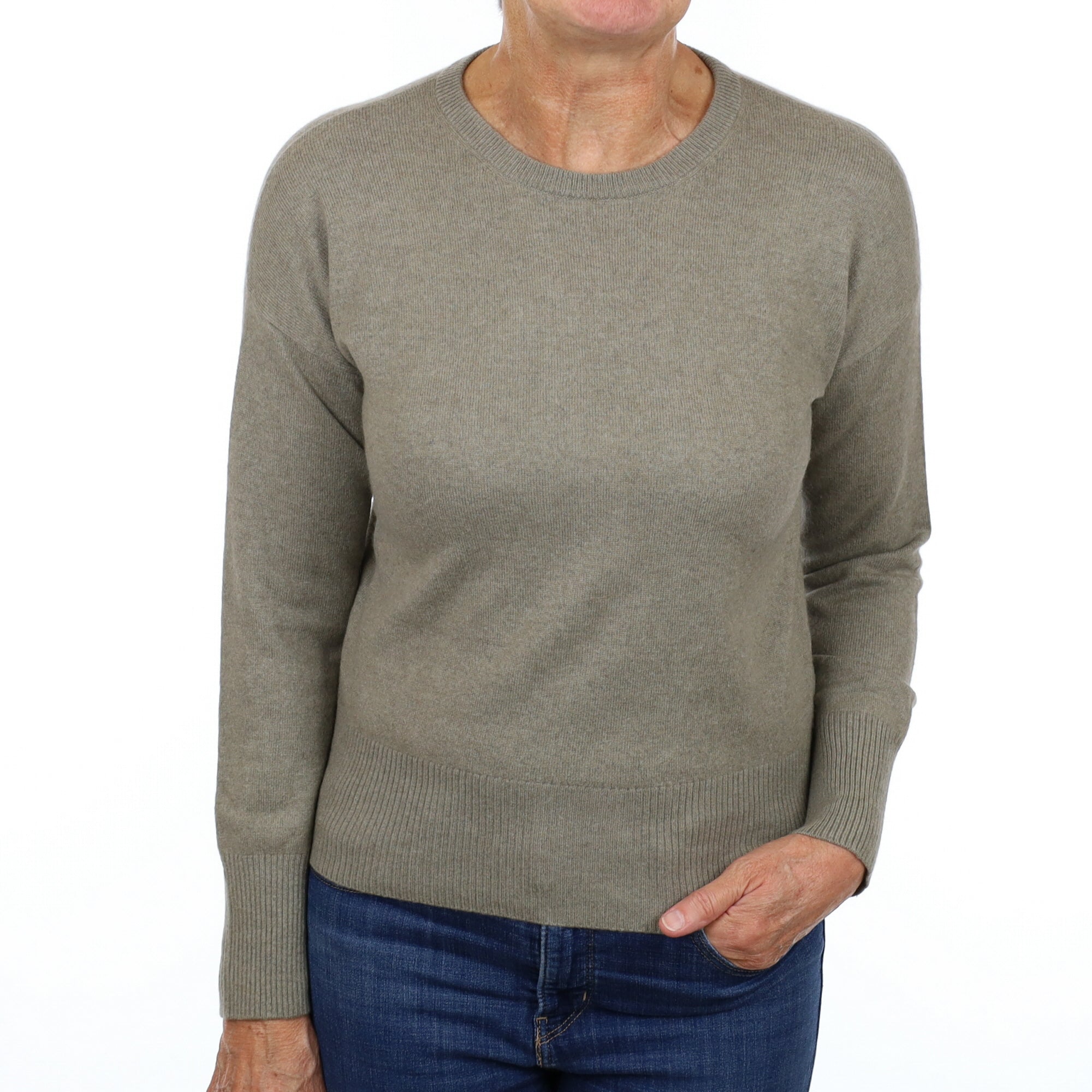 Sage Green Cashmere Crew Neck Jumper Medium