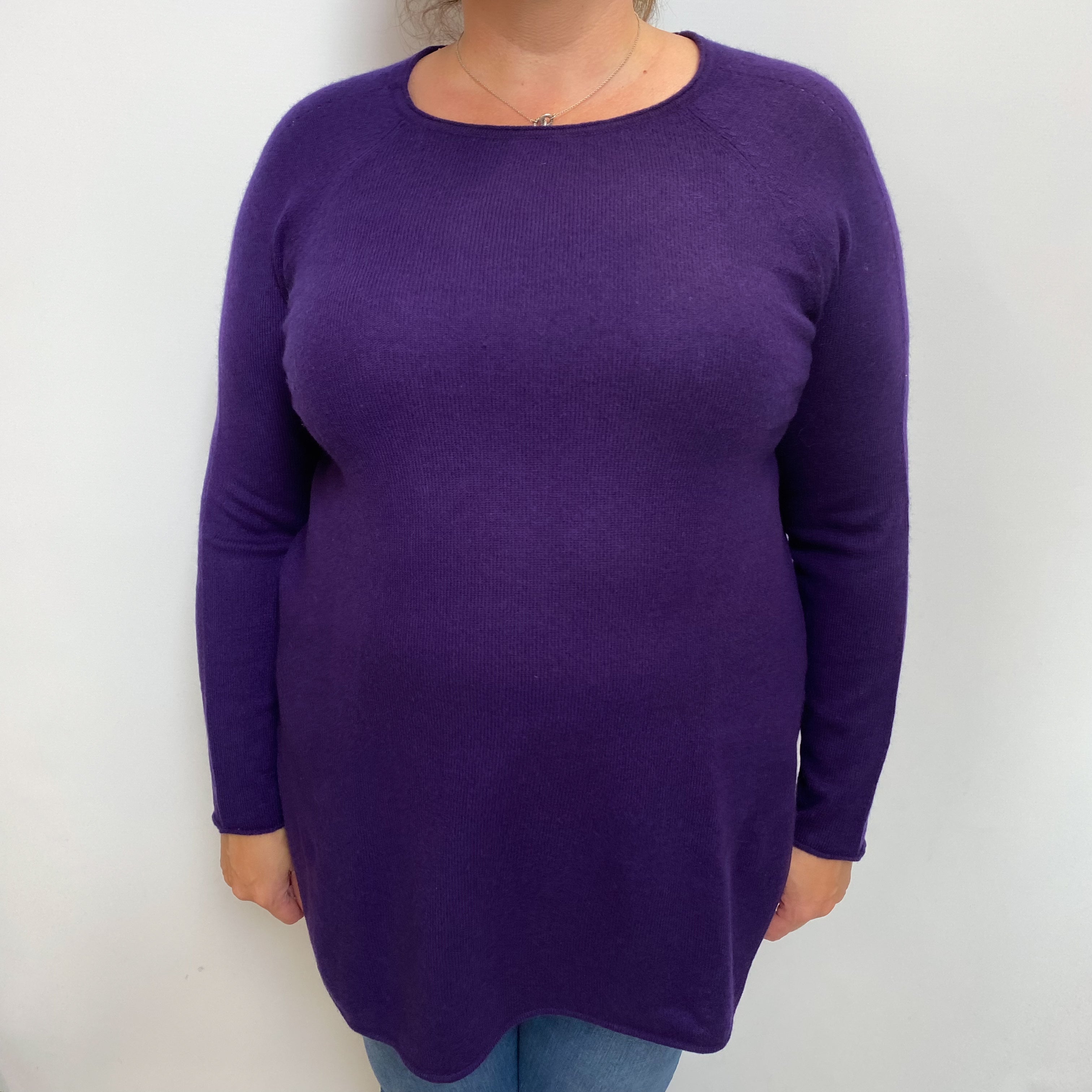 Iris Purple Cashmere Crew Neck Jumper Extra Large