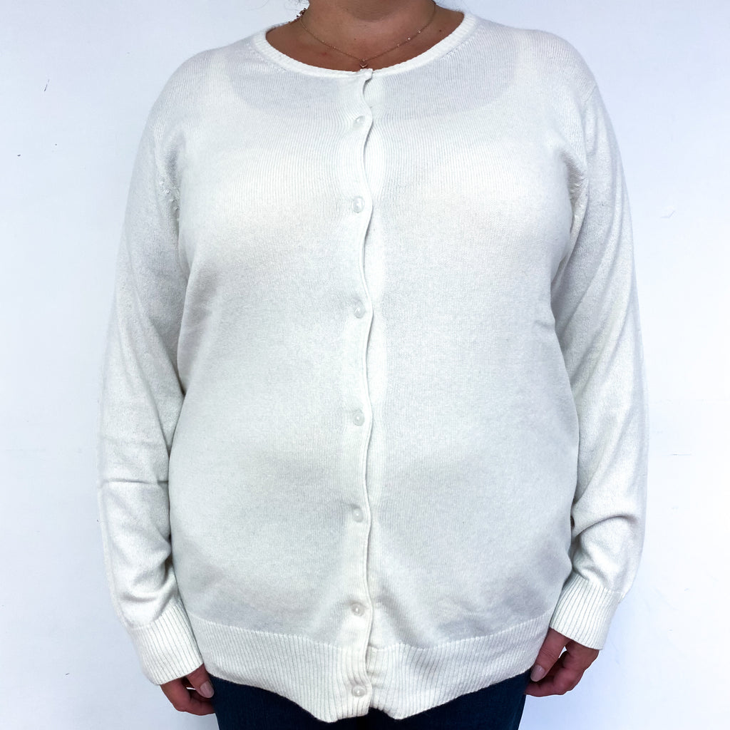 Cream Cashmere Crew Neck Cardigan Extra Large