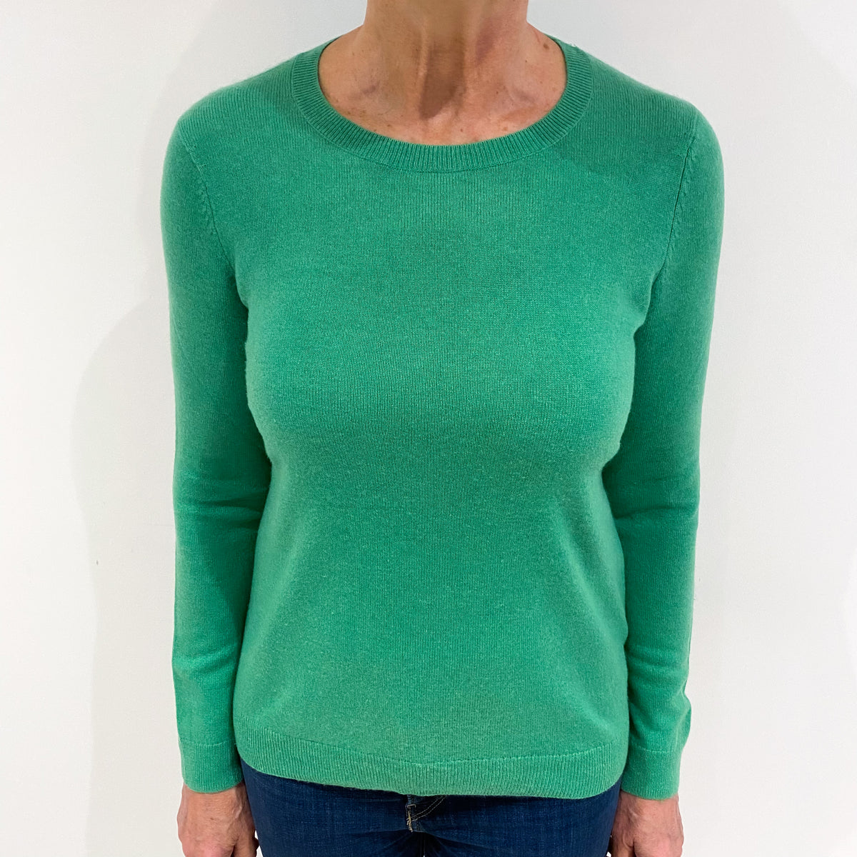 Jade Green Cashmere Crew Neck Jumper Medium