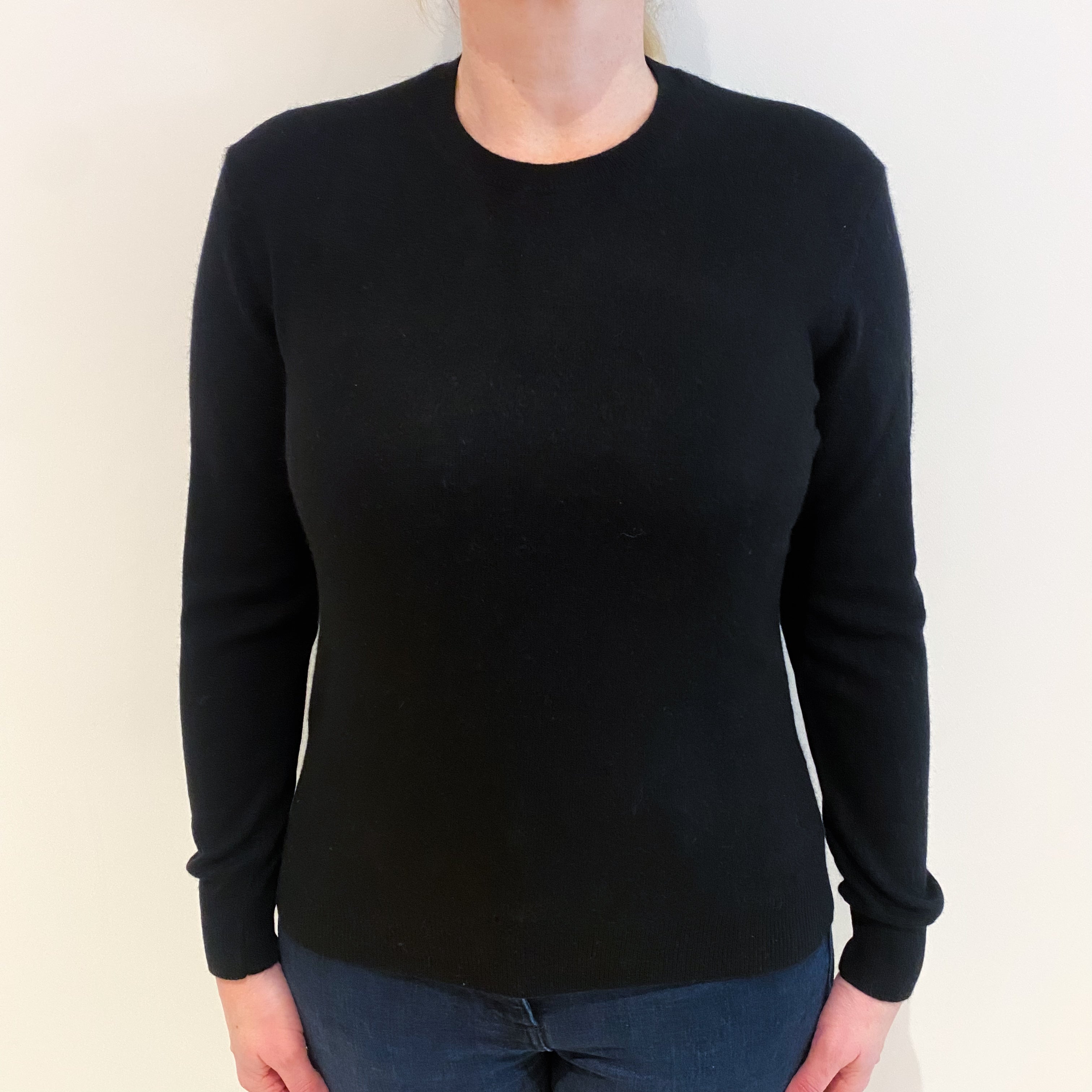 Black Cashmere Crew Neck Jumper Large