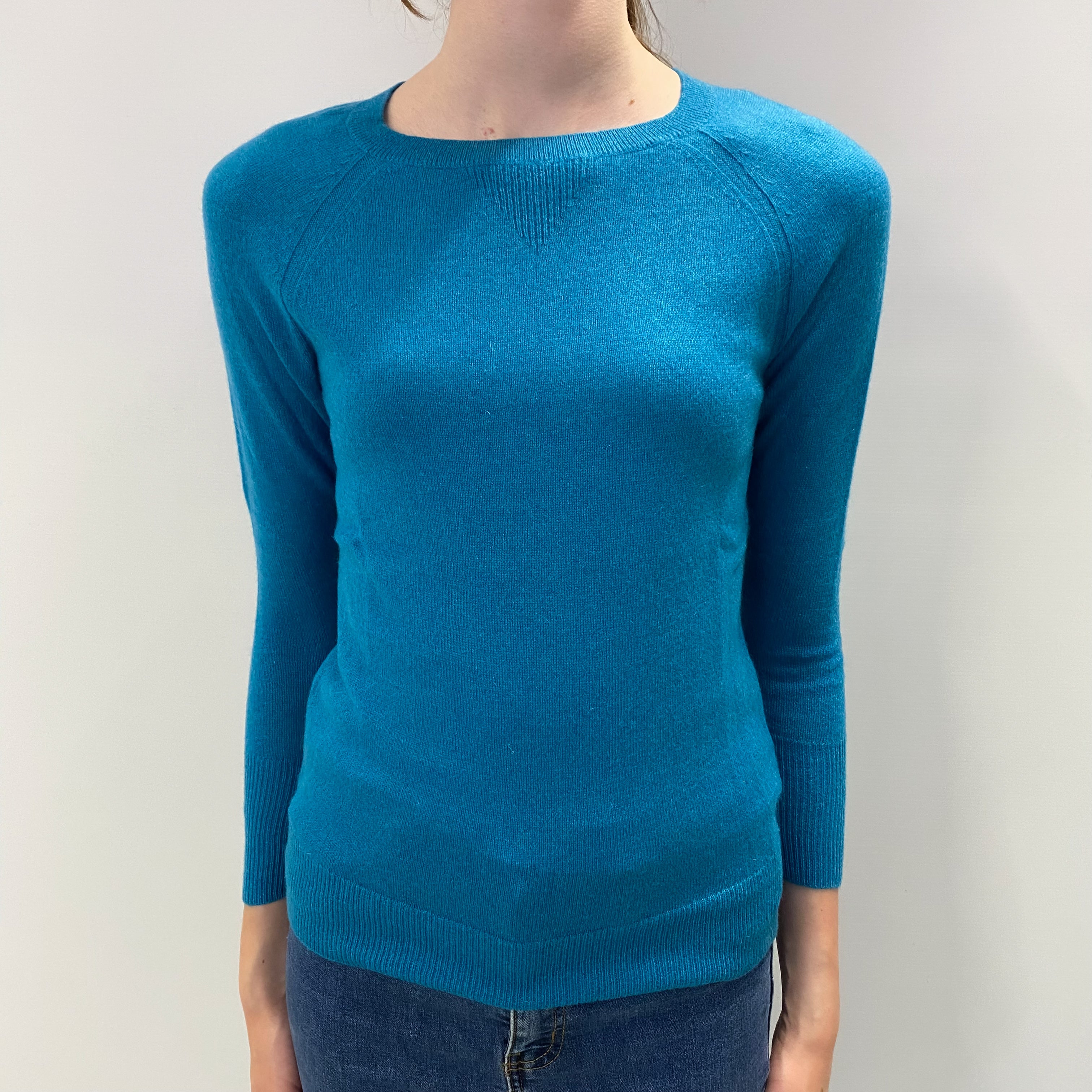 Ocean Blue Cashmere Crew Neck Jumper Extra Small