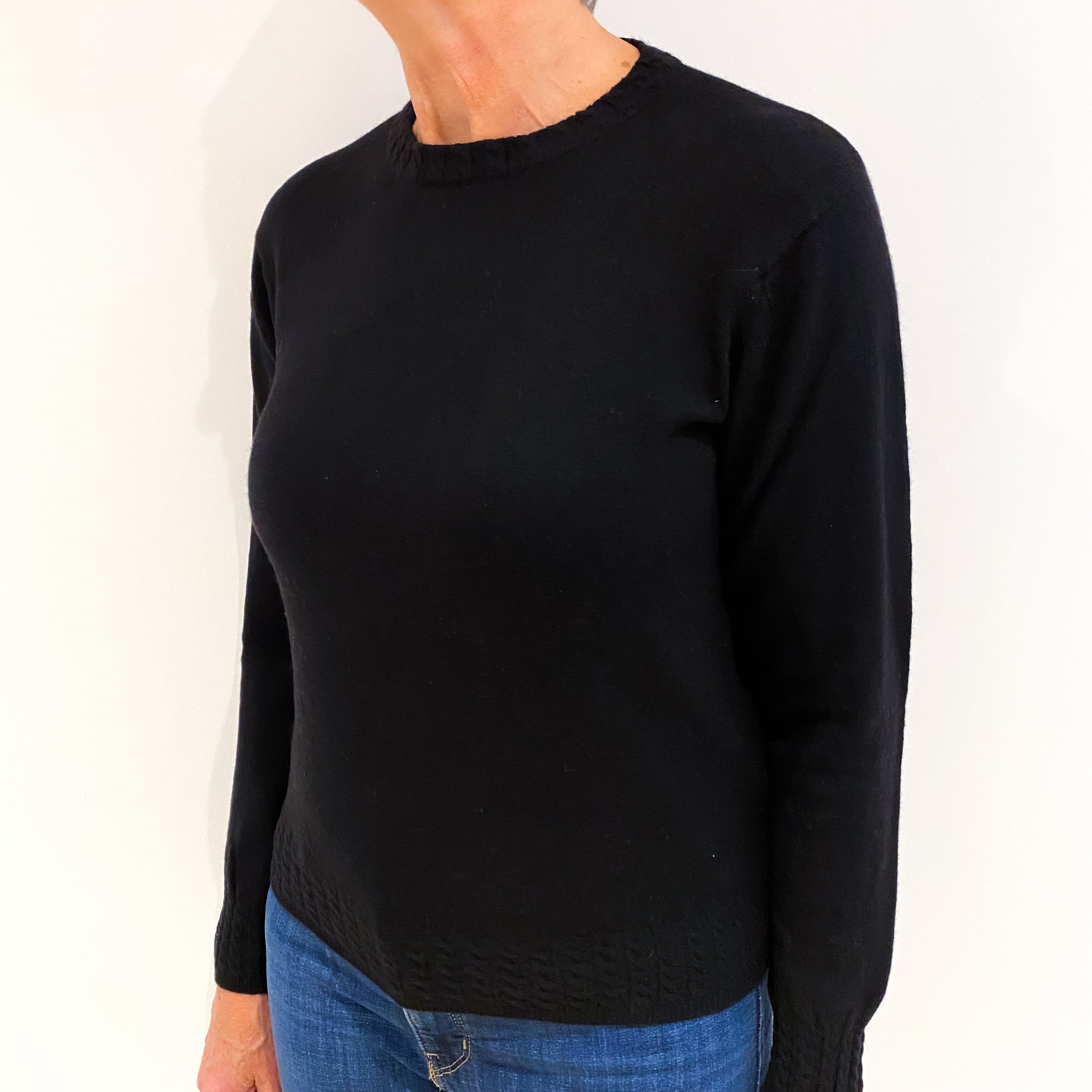 Black Cashmere Crew Neck Jumper Medium