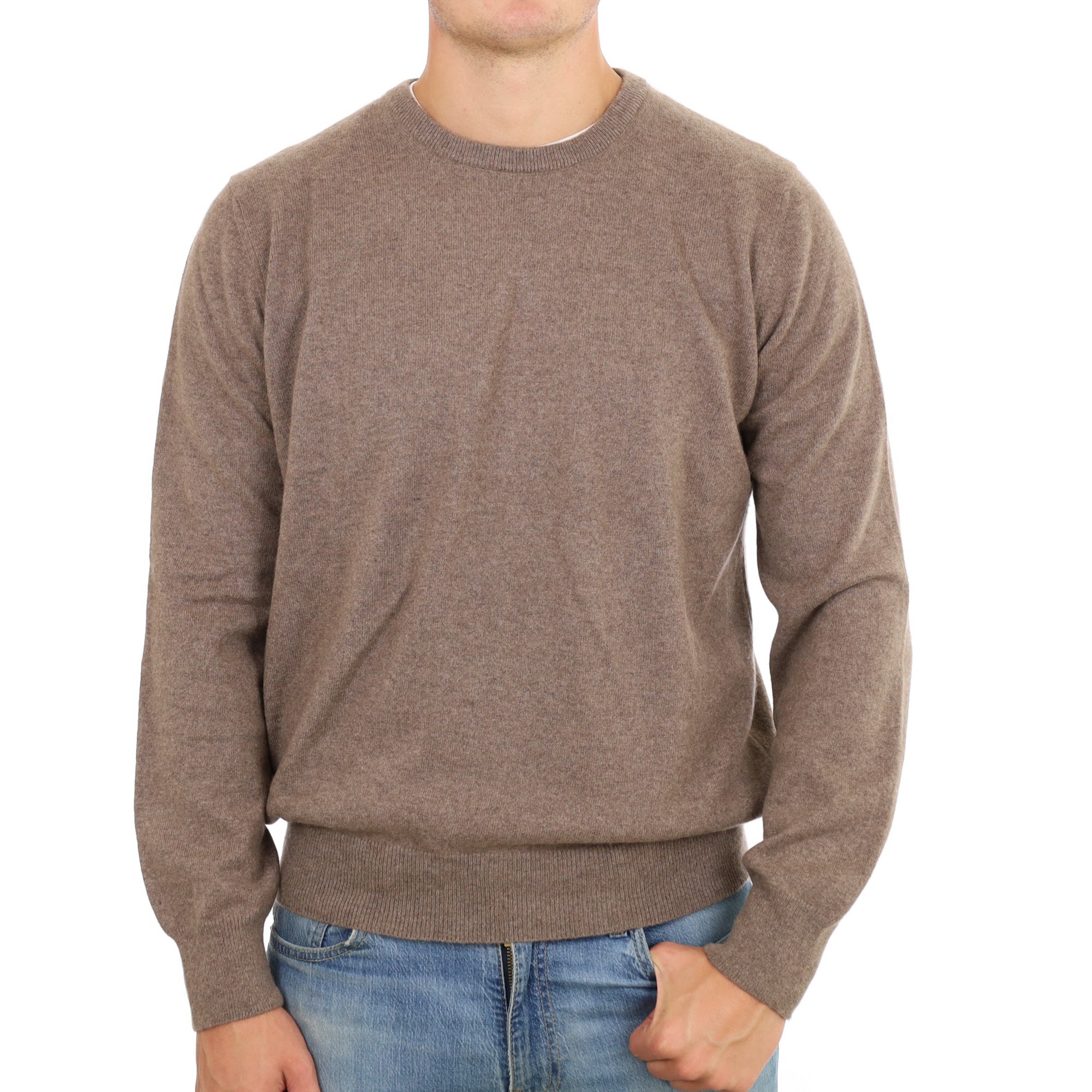 Men's Mink Brown Cashmere Crew Neck Jumper XXL