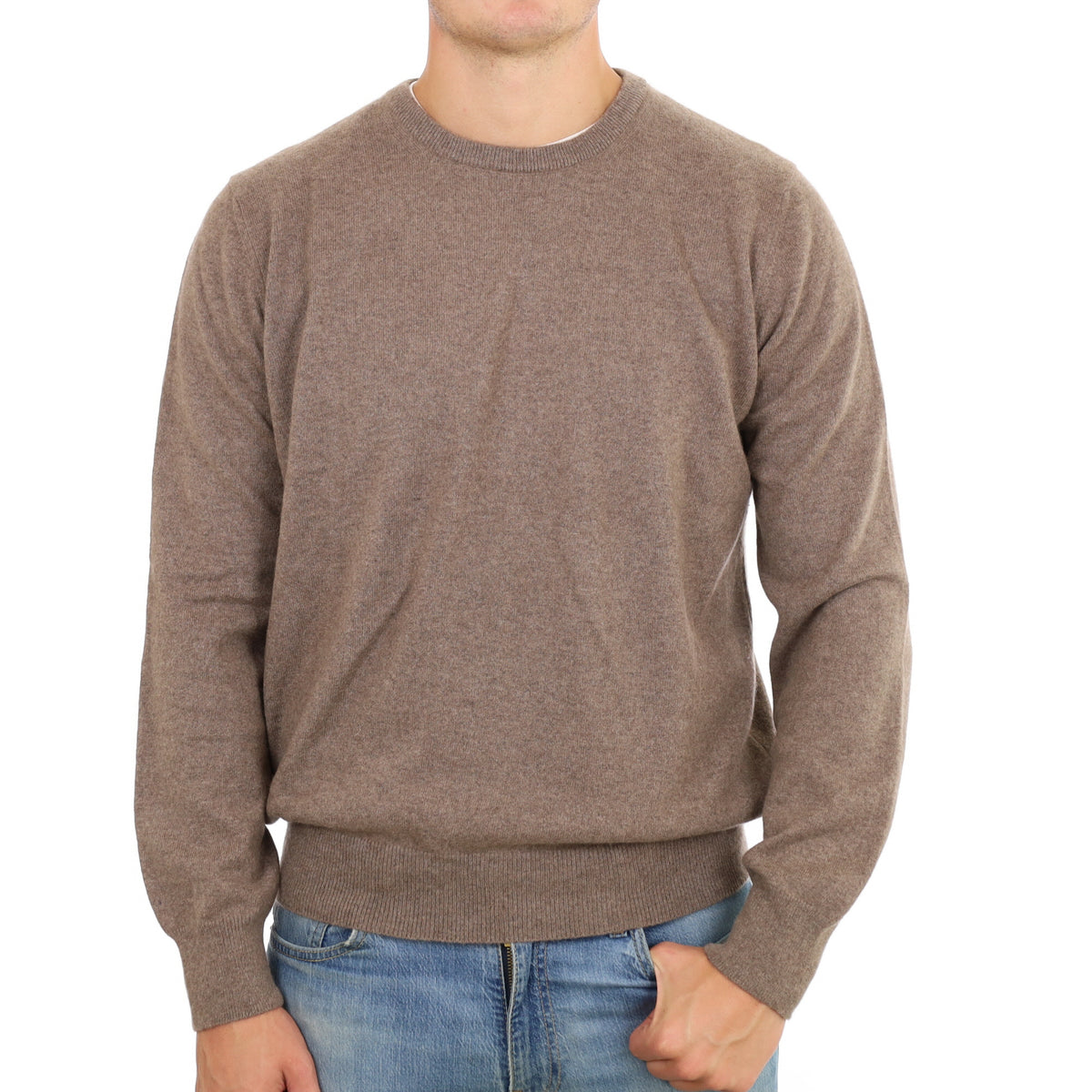 Men's Mink Brown Cashmere Crew Neck Jumper XXL
