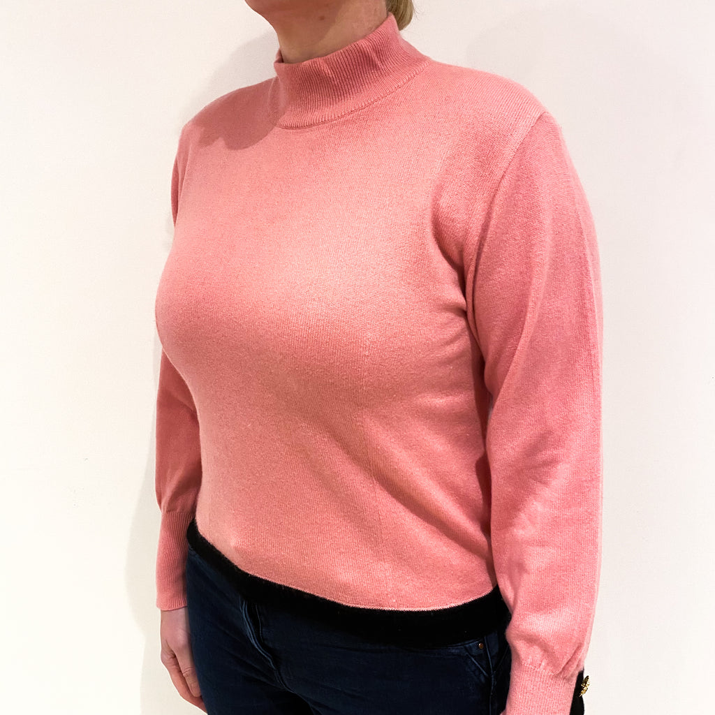 Pierre Balmain Candy Pink Cashmere Turtle Neck Jumper Large