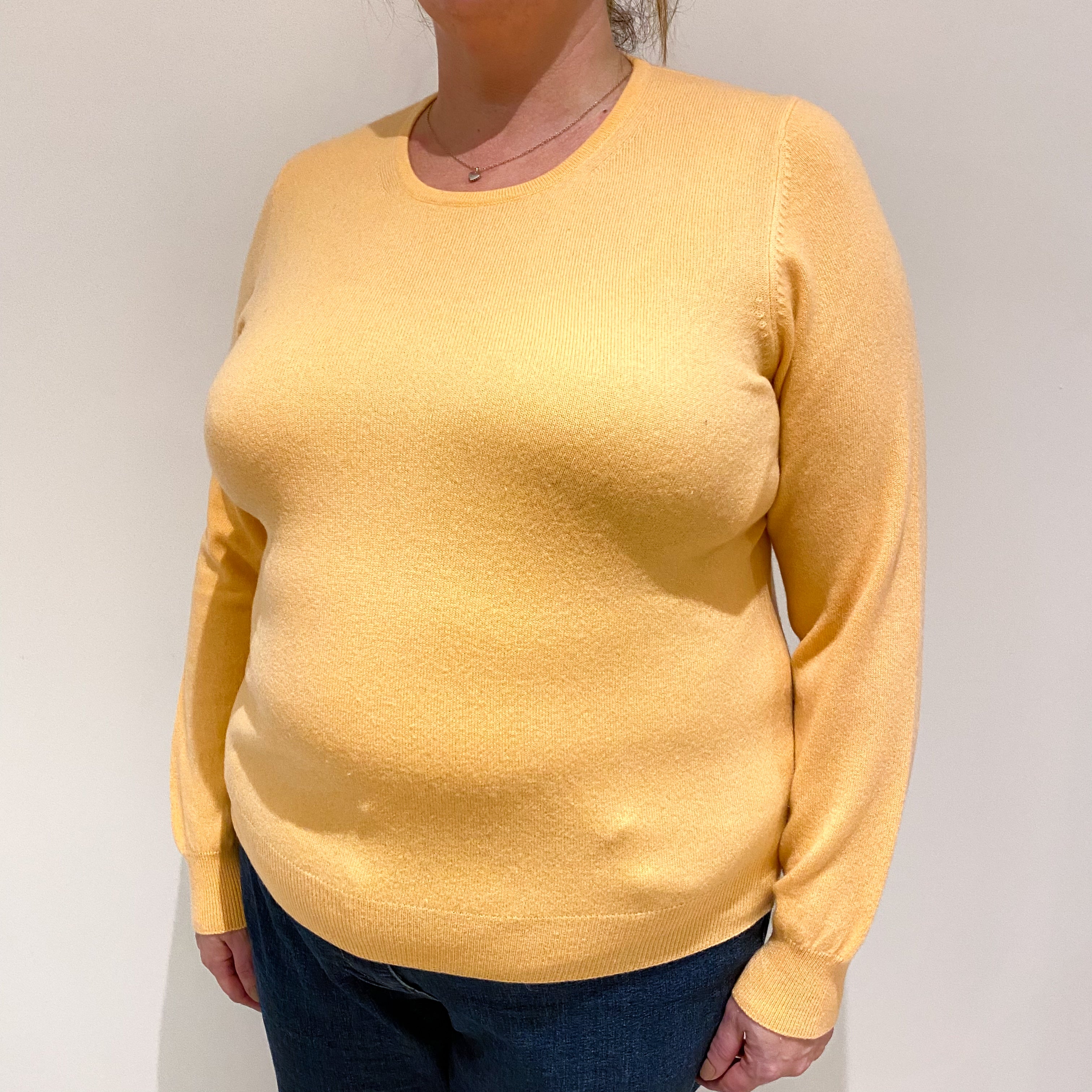 Peach Orange Cashmere Crew Neck Jumper Extra Large
