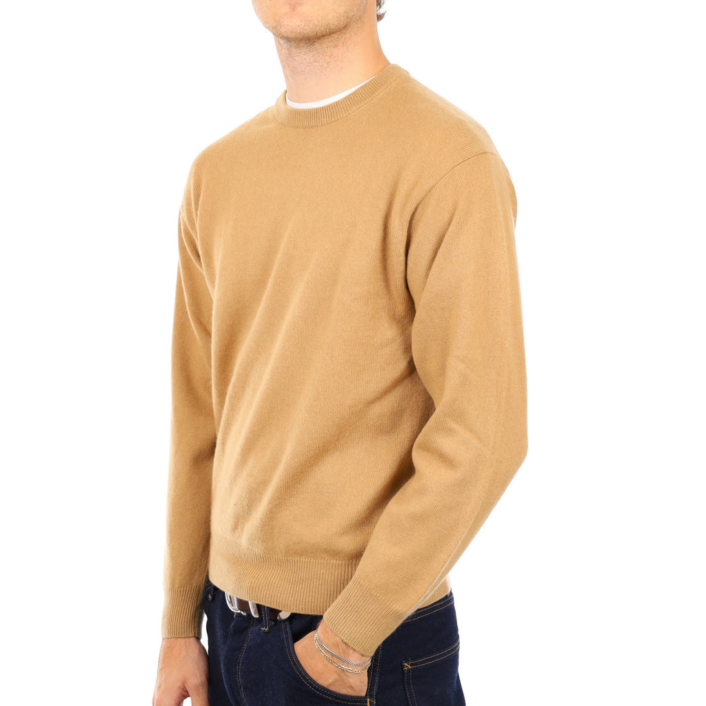 Men's Caramel Brown Cashmere Crew Neck Jumper Medium
