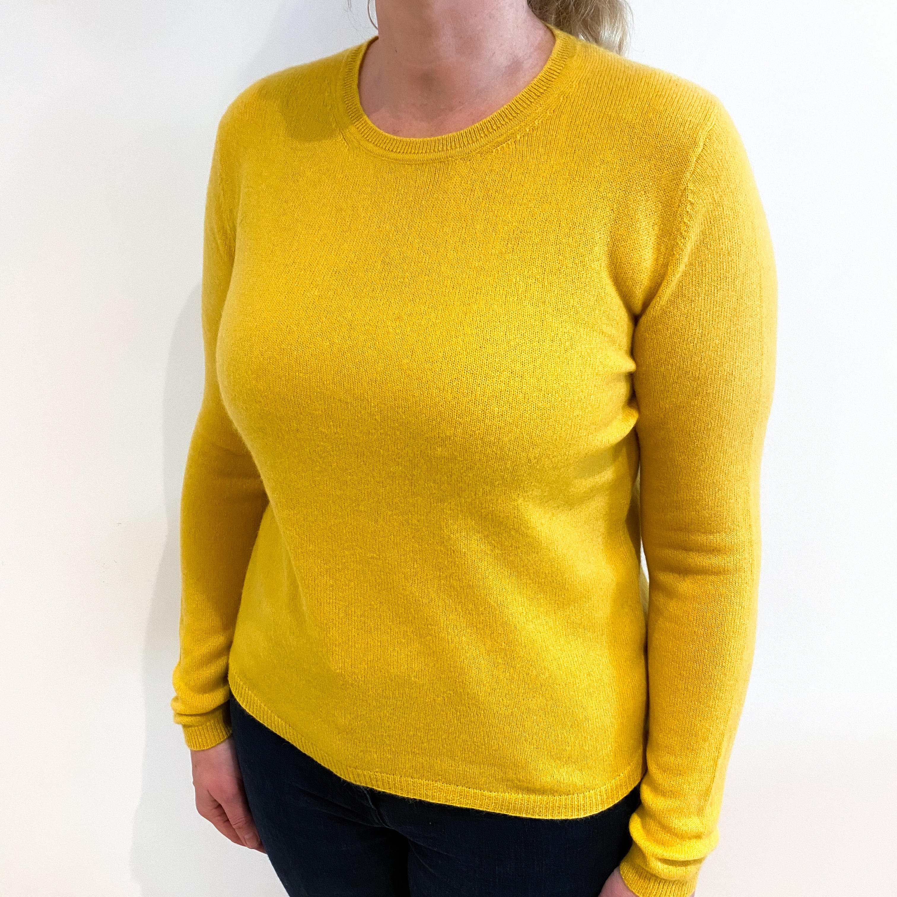 Sunflower Yellow Cashmere Crew Neck Jumper Large