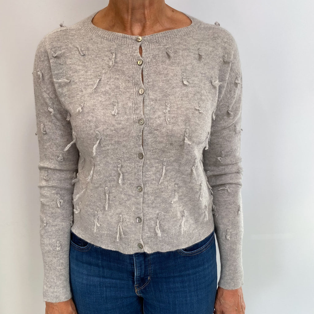 Smoke Grey Cashmere Crew Neck Cardigan Medium