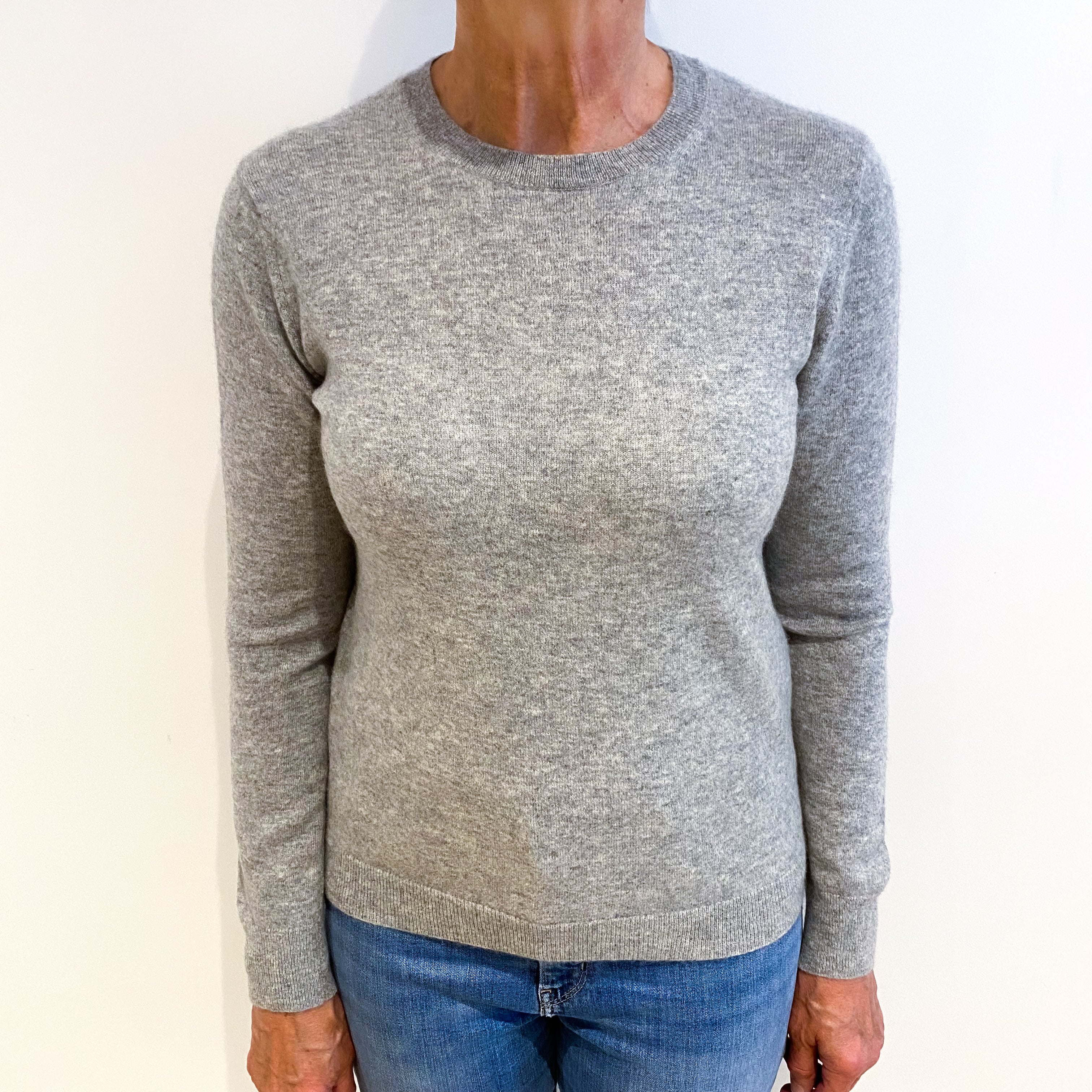 Smoke Grey Cashmere Crew Neck Jumper Medium