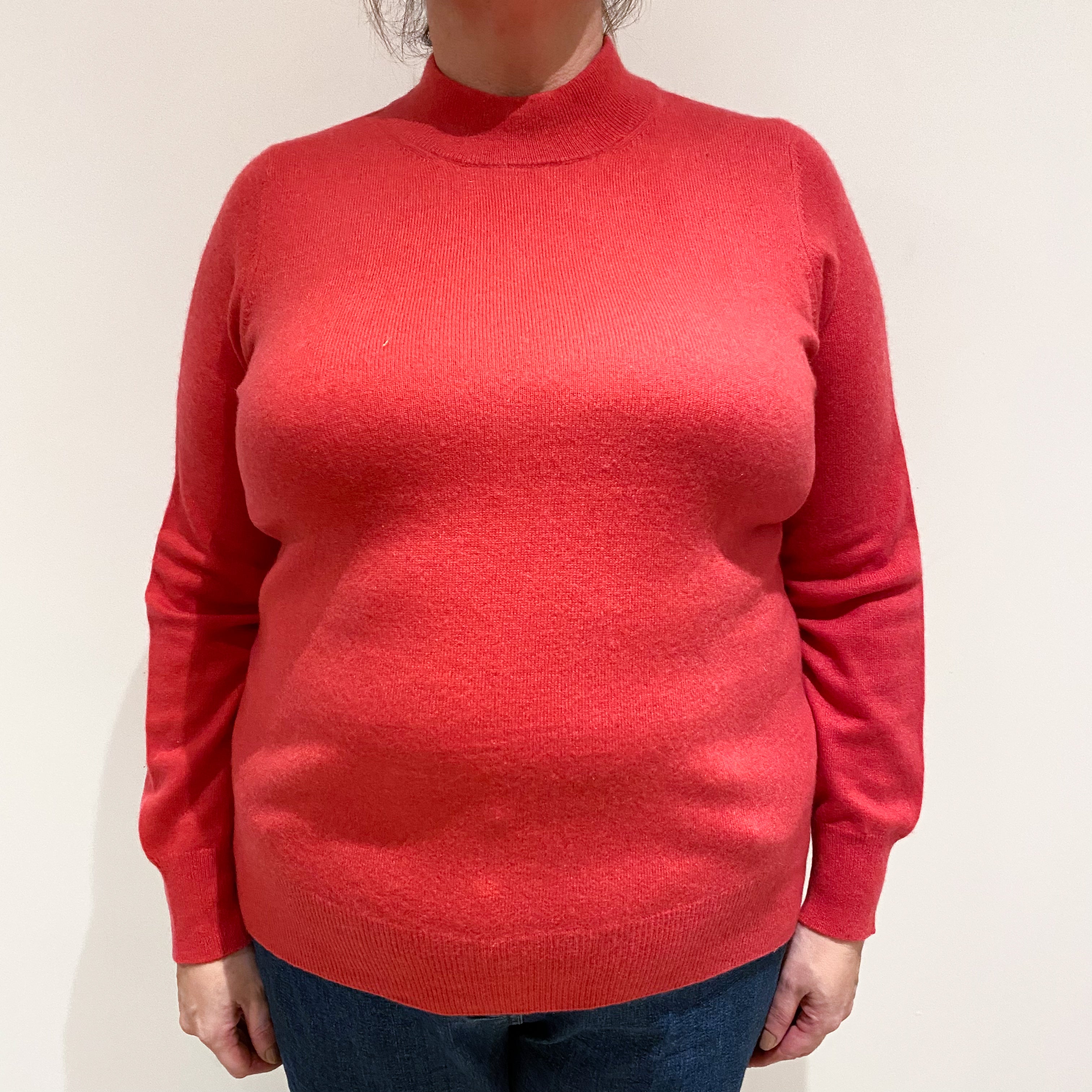 Strawberry Red Cashmere Turtle Neck Jumper Extra Large