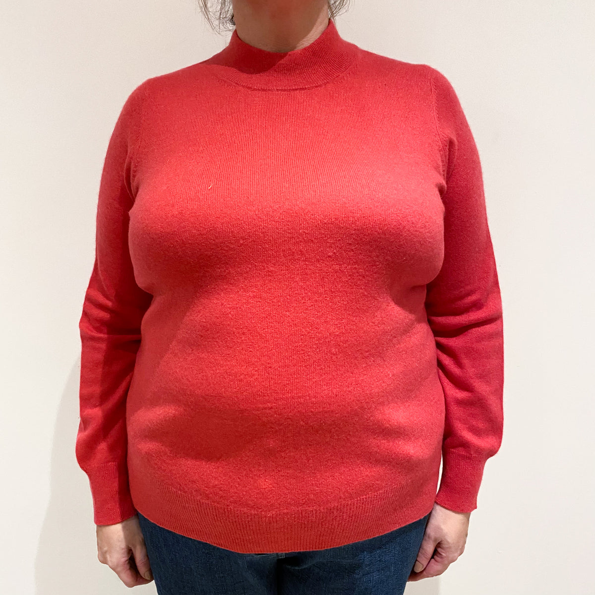Strawberry Red Cashmere Turtle Neck Jumper Extra Large