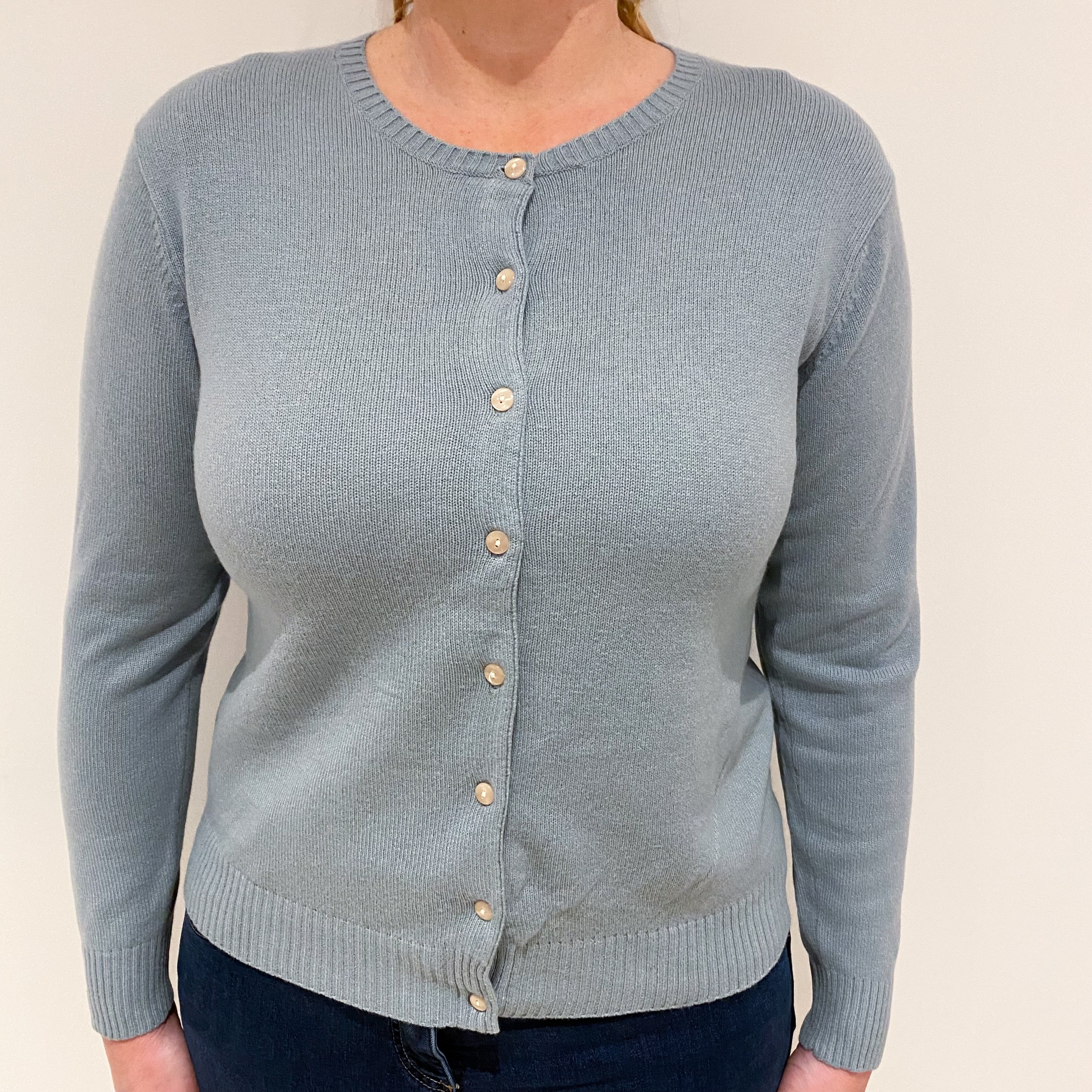 Duck Egg Blue Cashmere Cardigan Large