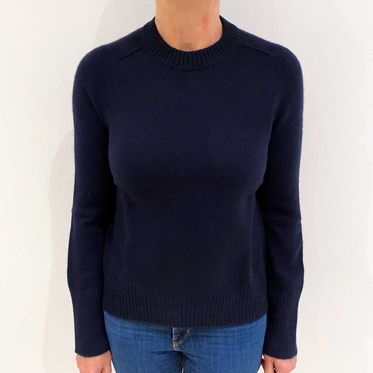 COS Navy Blue Cashmere Crew Neck Jumper Medium