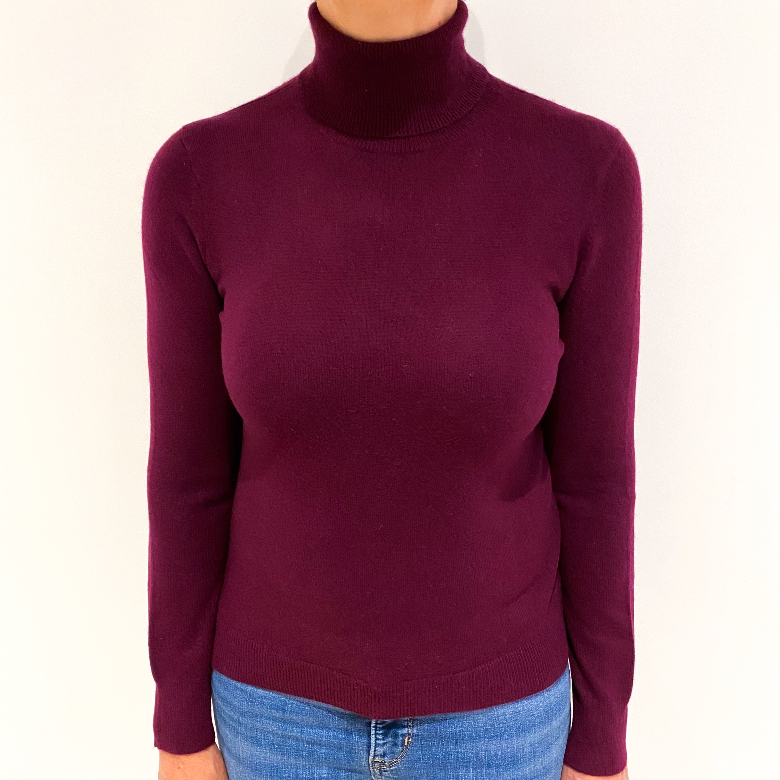 Mulberry Purple Cashmere Polo Neck Jumper Medium