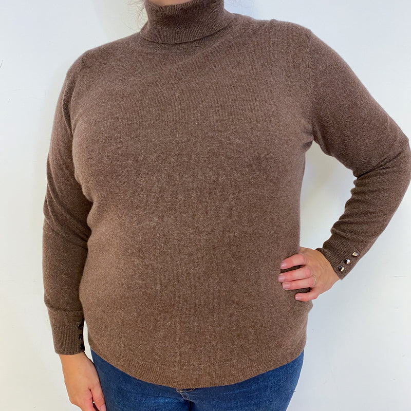 Mocha Brown Cashmere Polo Neck Jumper