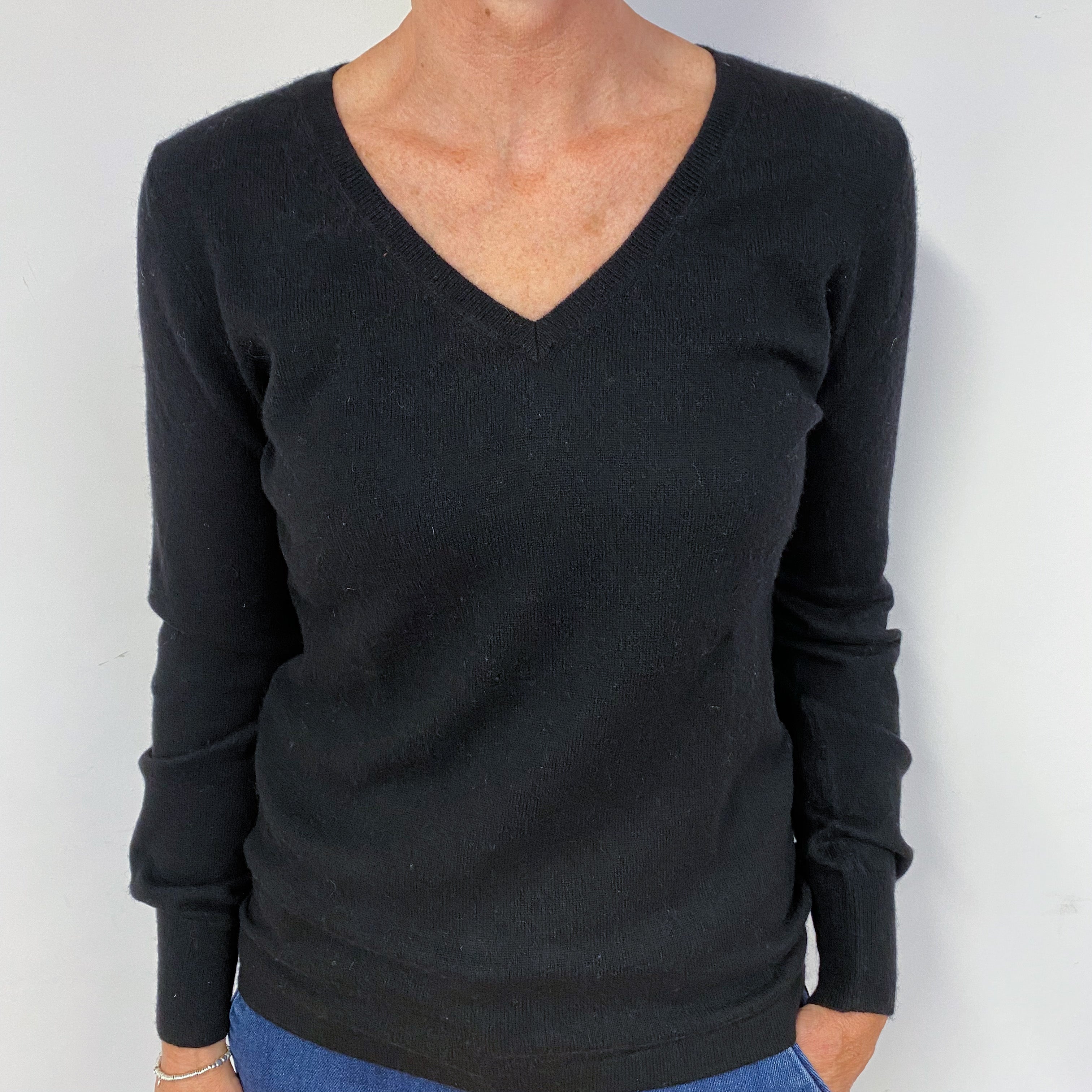 Black V Neck Cashmere Jumper