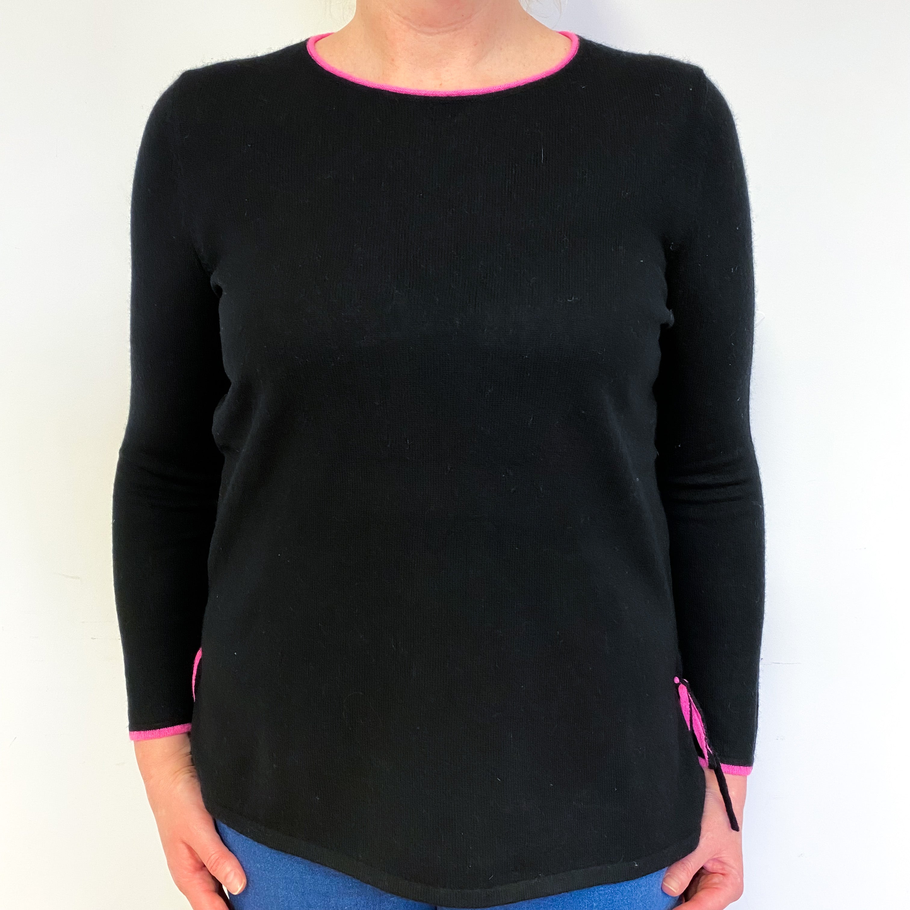 Black Cashmere Crew Neck Jumper Large