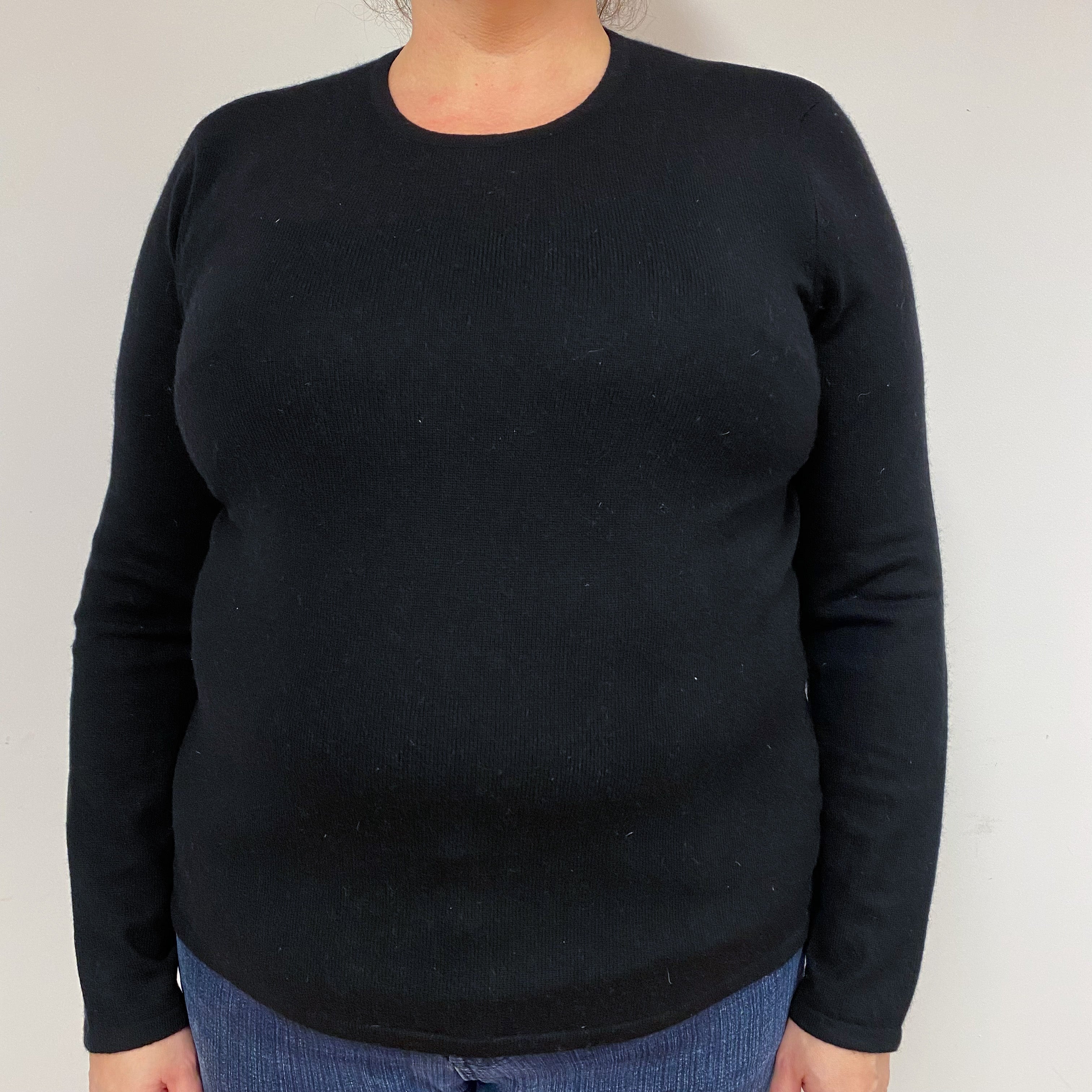 Black Cashmere Crew Neck Jumper Extra Large