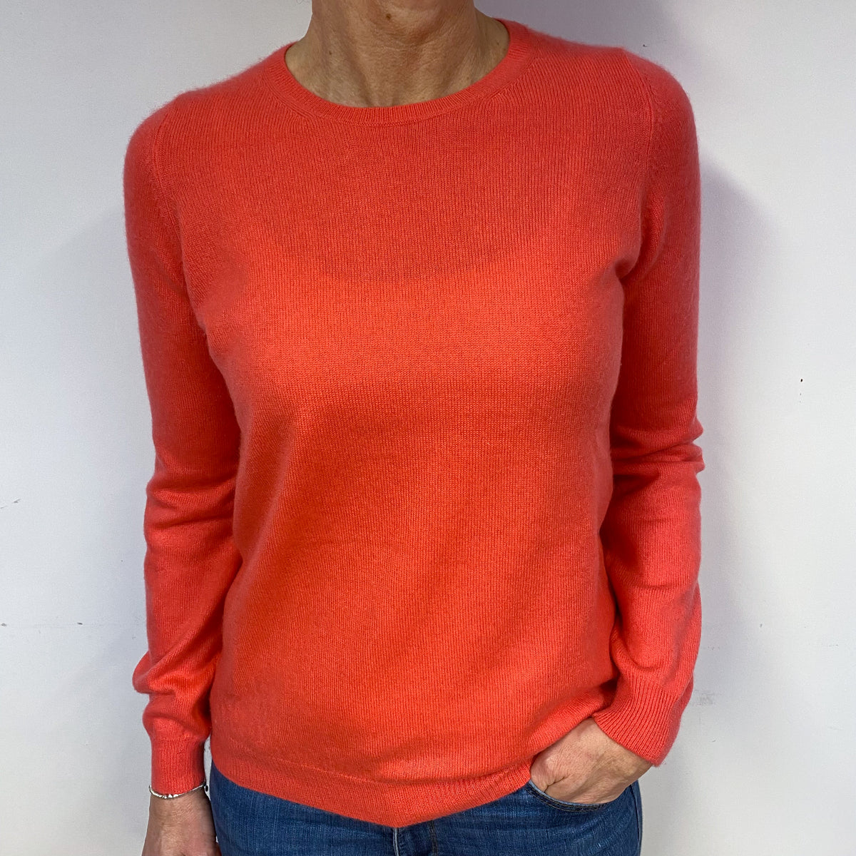 Dark Flamingo Pink Cashmere Crew Neck Jumper Medium