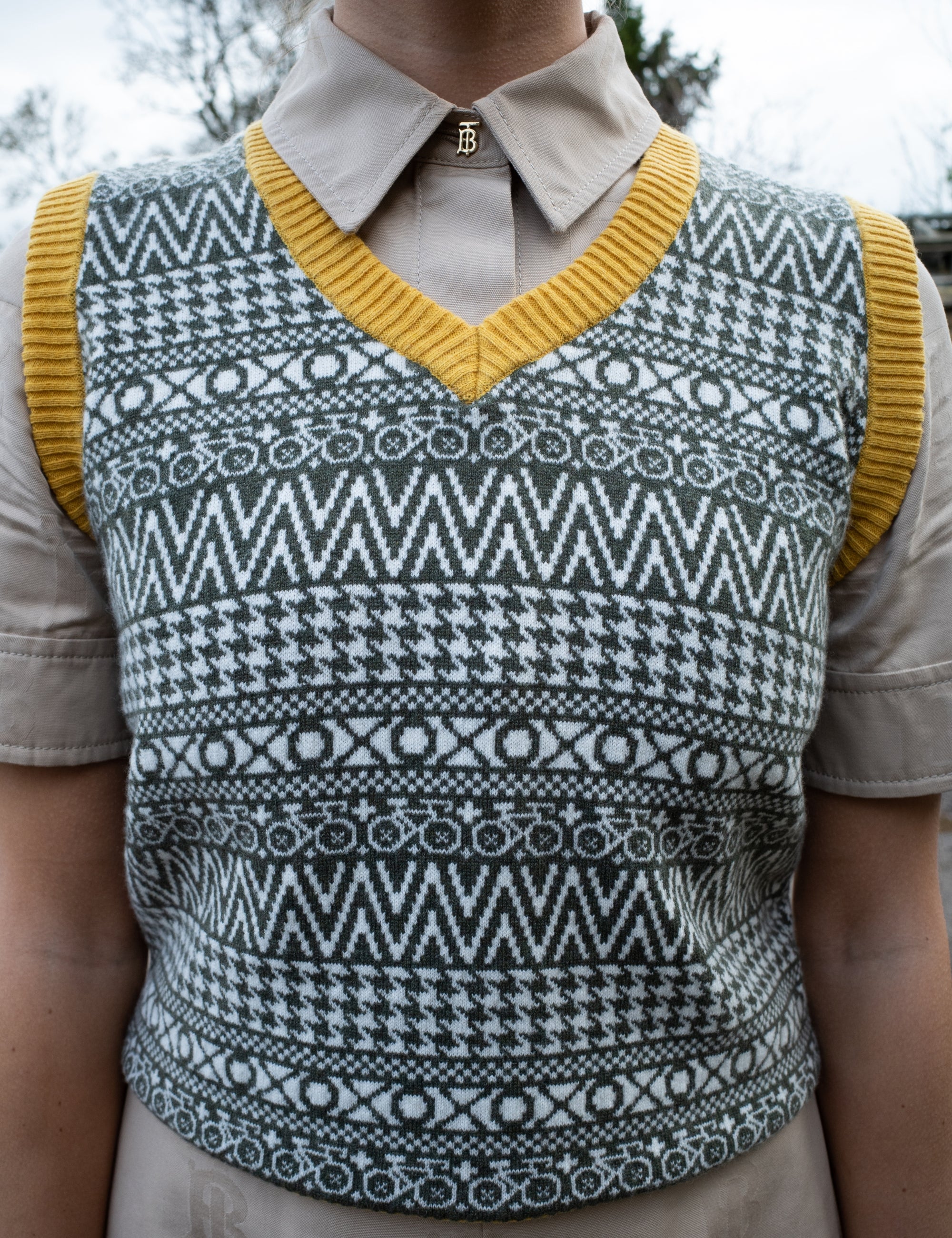 NFR Green and Winter White Fair Isle Tank Top Large