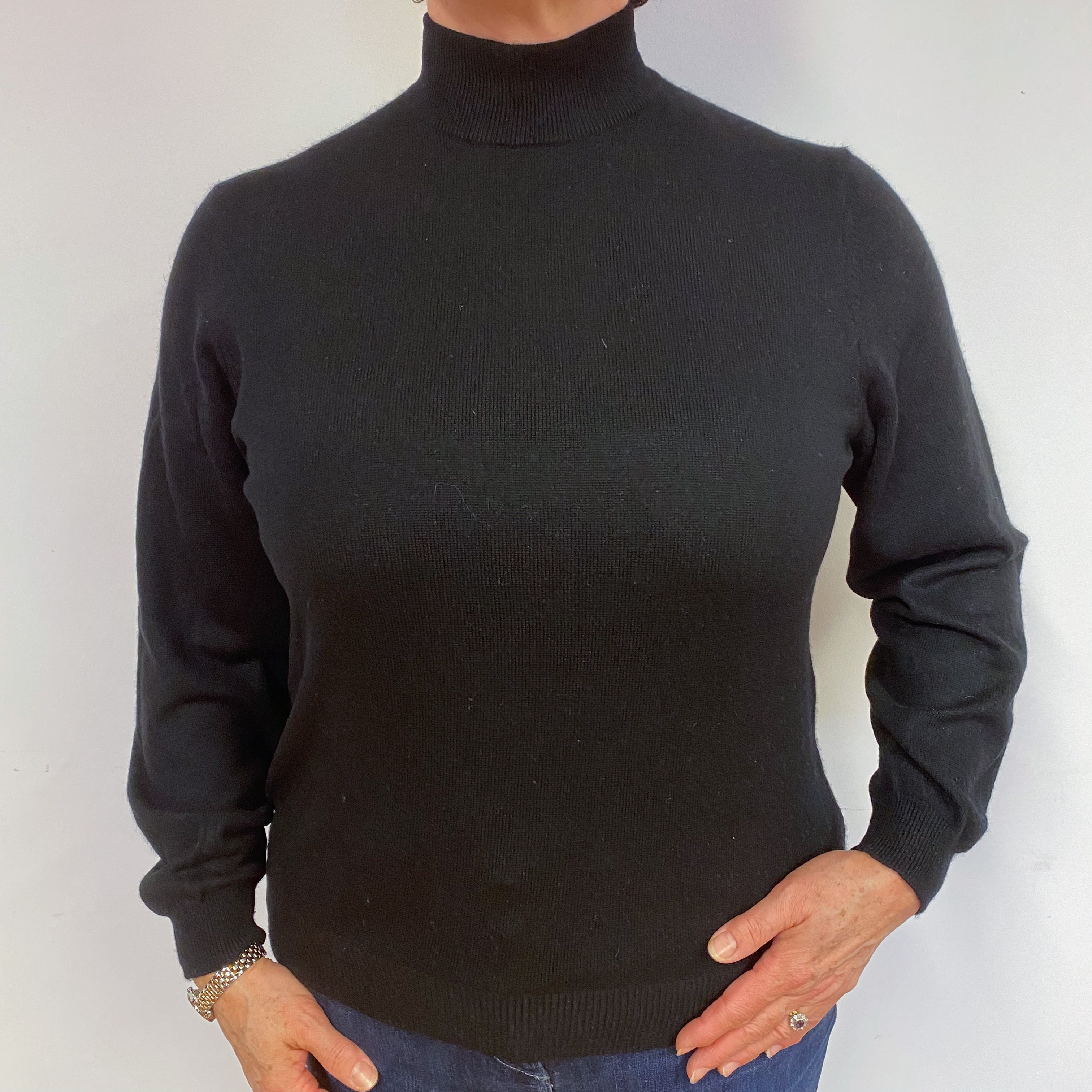 Black Cashmere Turtle Neck Jumper Large