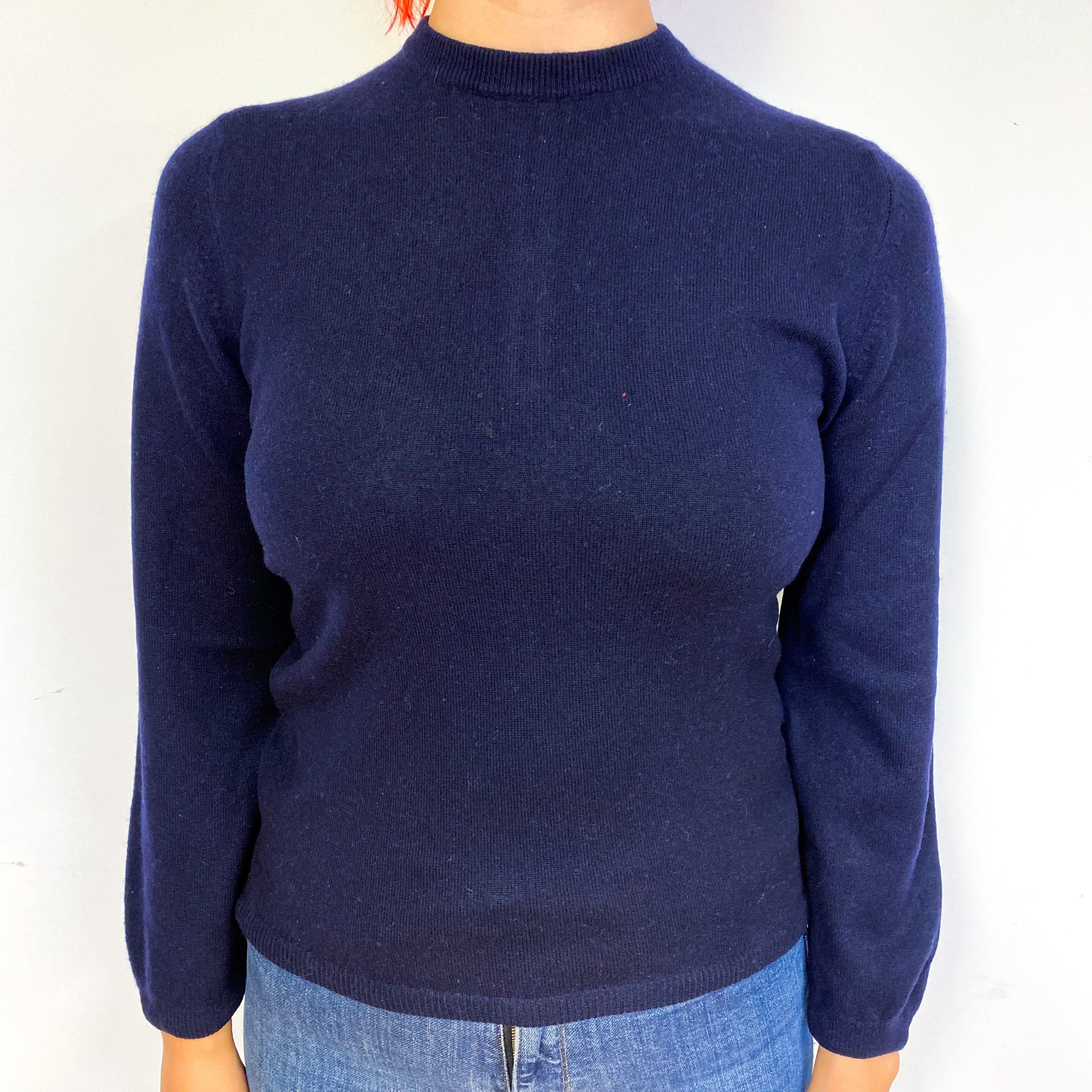 Vintage Navy Blue Cashmere Crew Neck Jumper Small