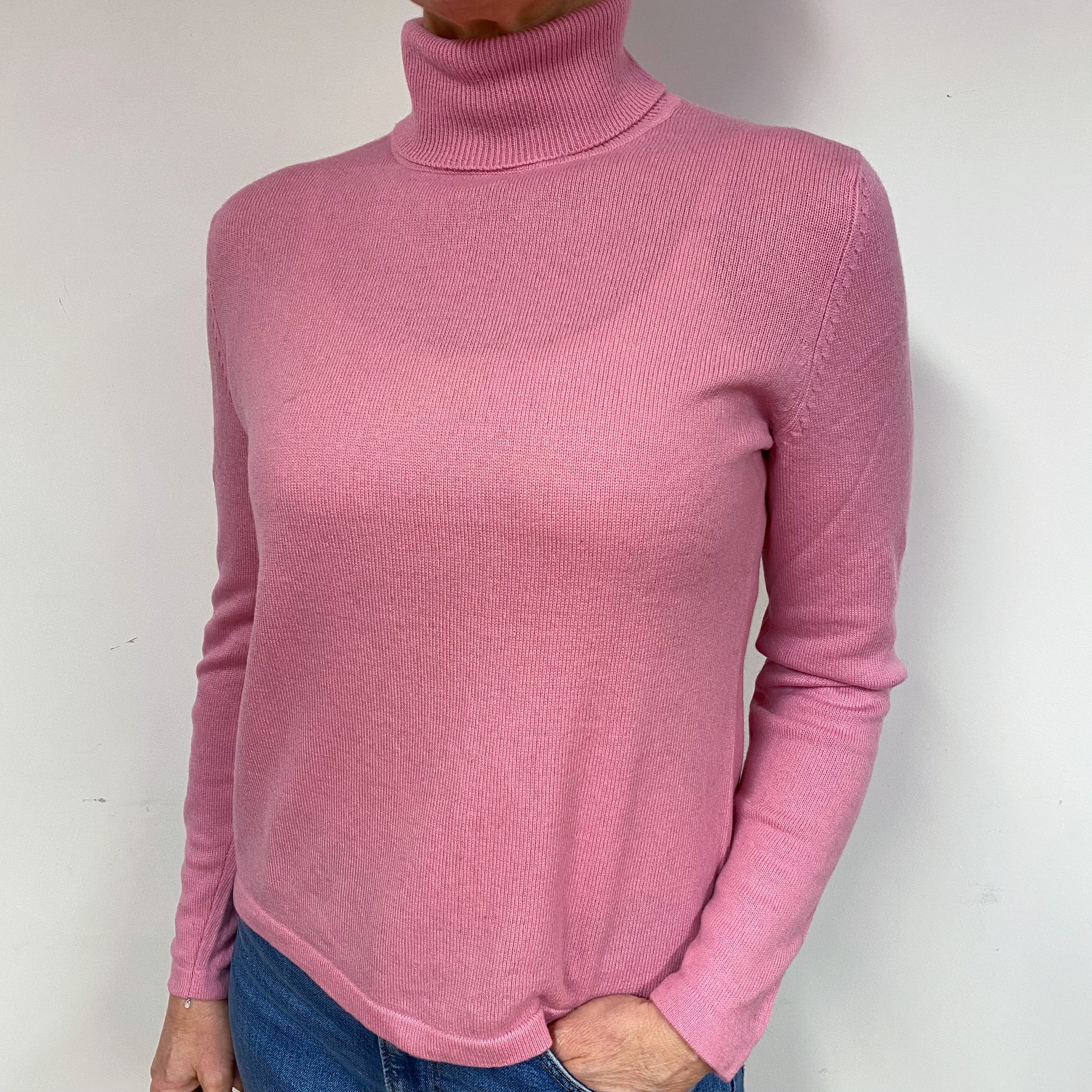 Sugar Mouse Pink Cashmere Polo Neck Jumper Medium