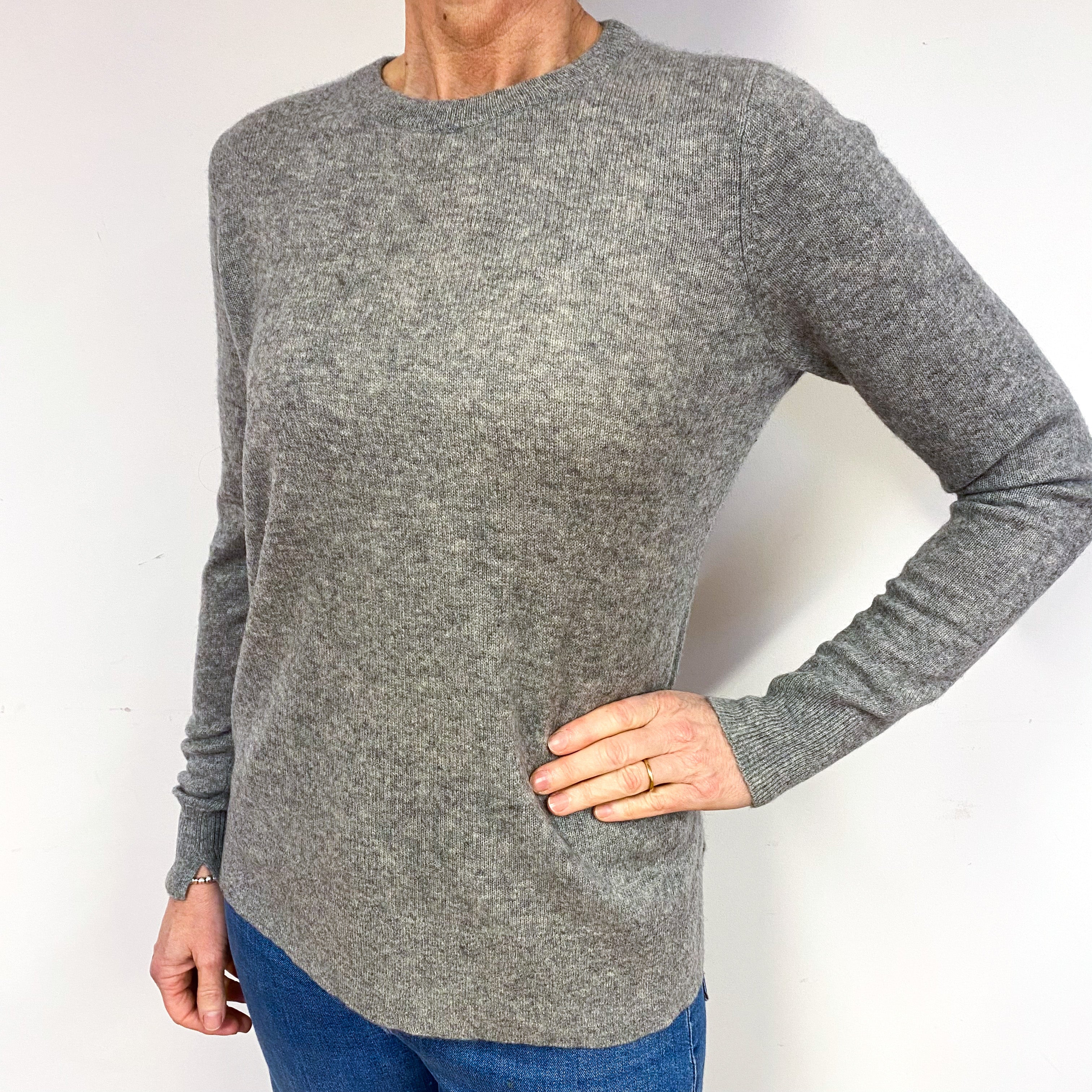 Ash Grey Cashmere Crew Neck Jumper Medium