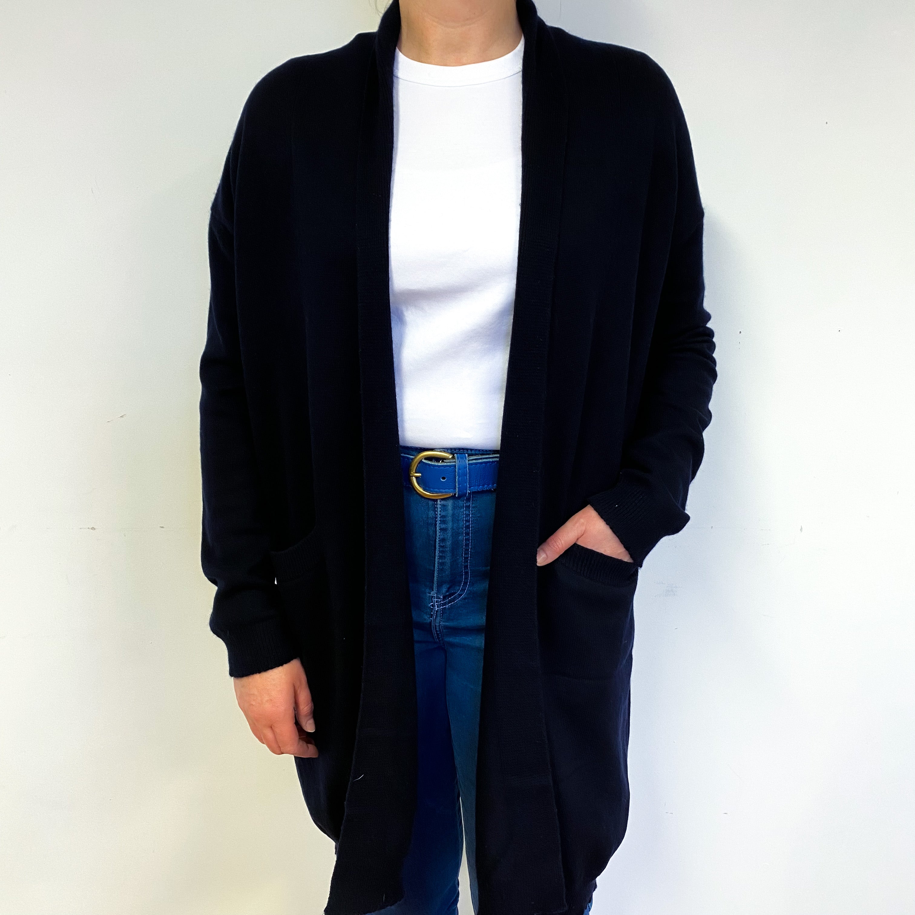 Vince Navy Cashmere Edge to Edge Cardigan Large