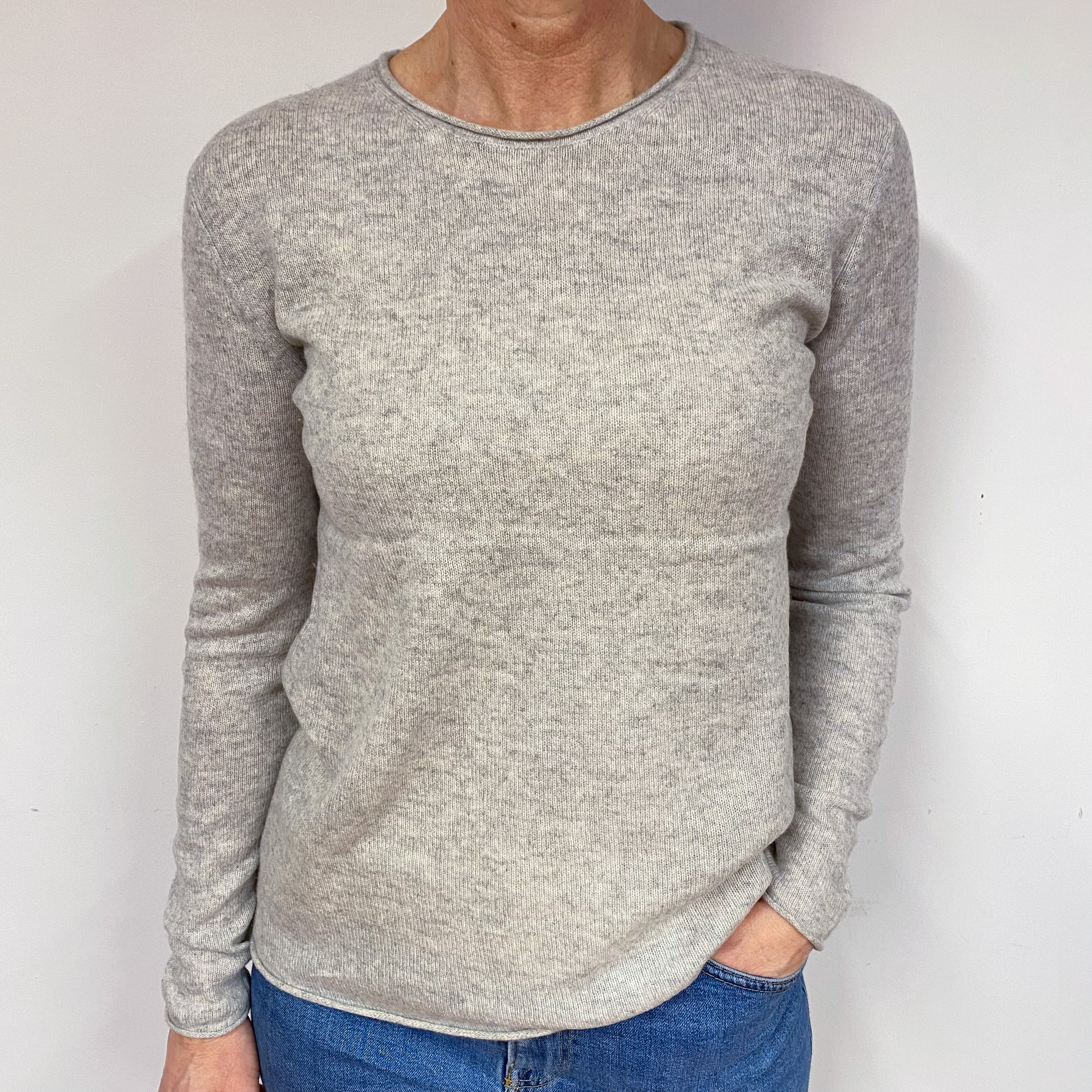 Smoke Grey Cashmere Crew Neck Jumper Medium