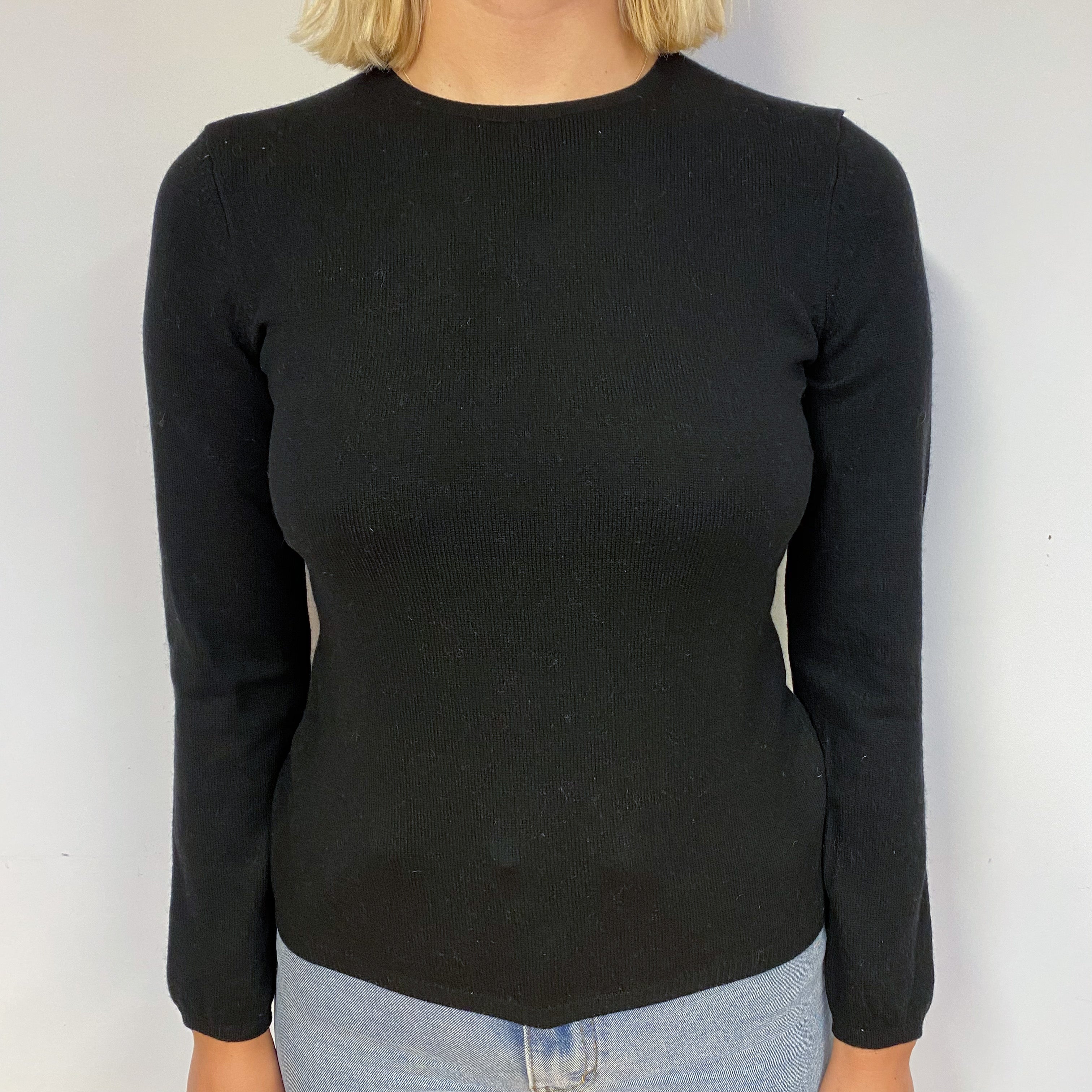 Black Cashmere Crew Neck Jumper Small