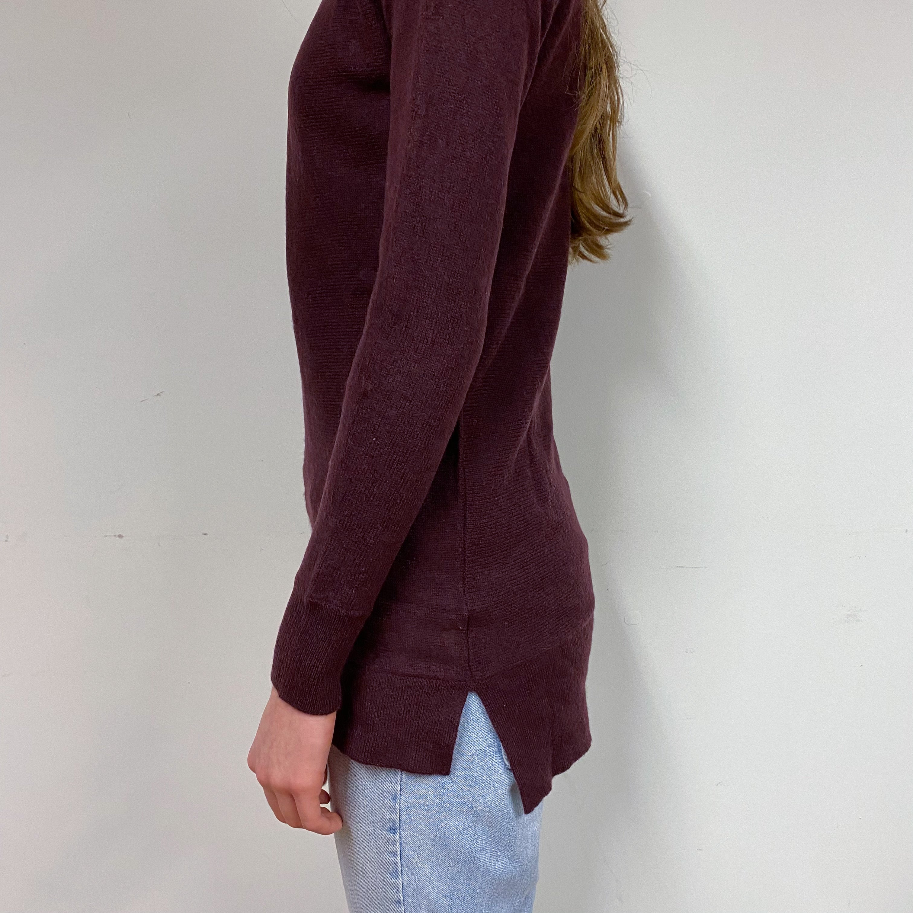 Mulberry Purple Cashmere Crew Neck Jumper Extra Small