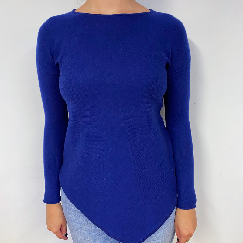 Midnight Blue Asymmetric Cashmere Crew Neck Jumper Small