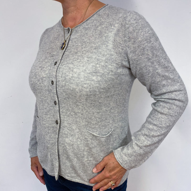 Smoke Grey Crew Neck Cashmere Cardigan