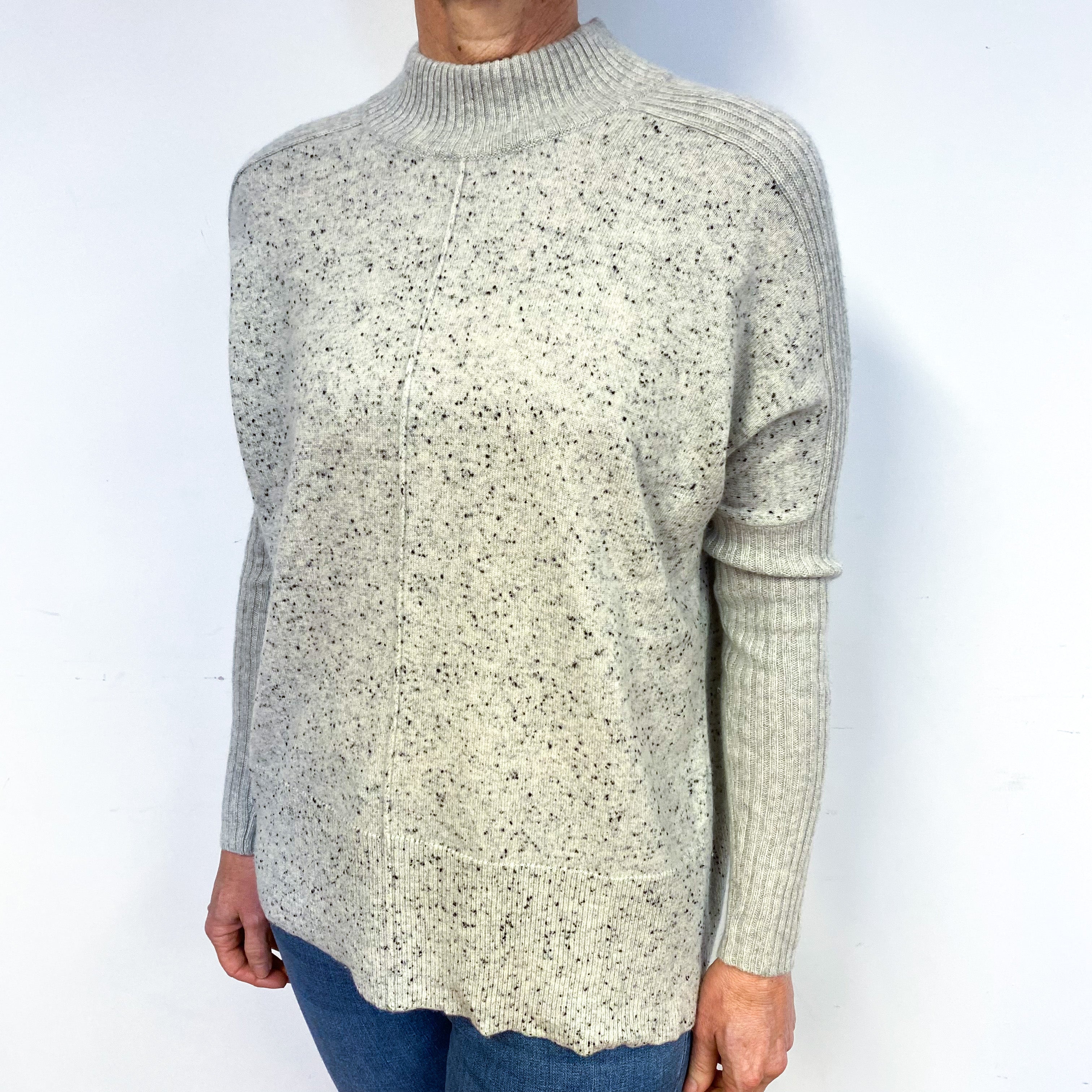 Orvis Flecked Grey Cashmere Polo Neck Jumper Medium