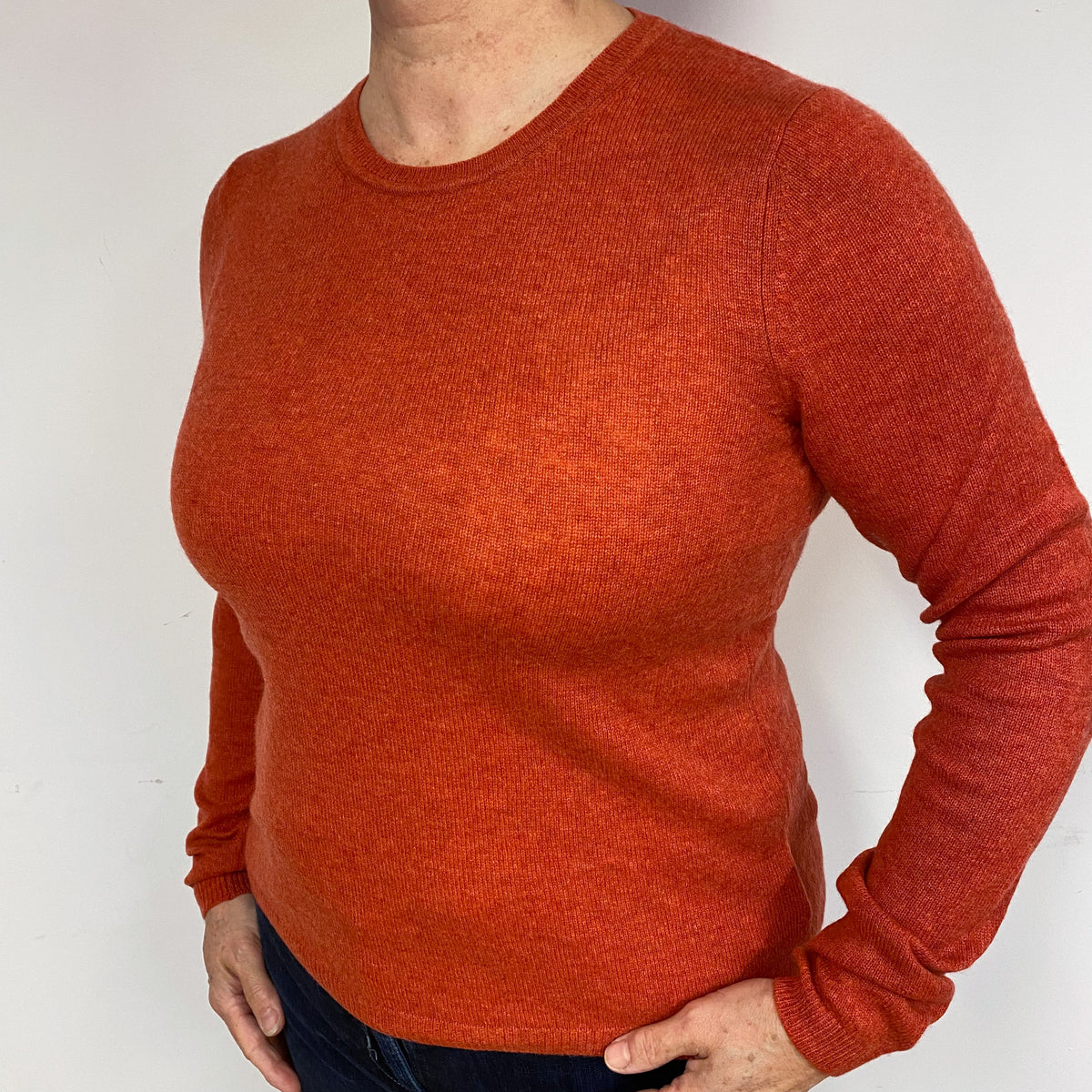 Paprika Orange Cashmere Crew Neck Jumper Large