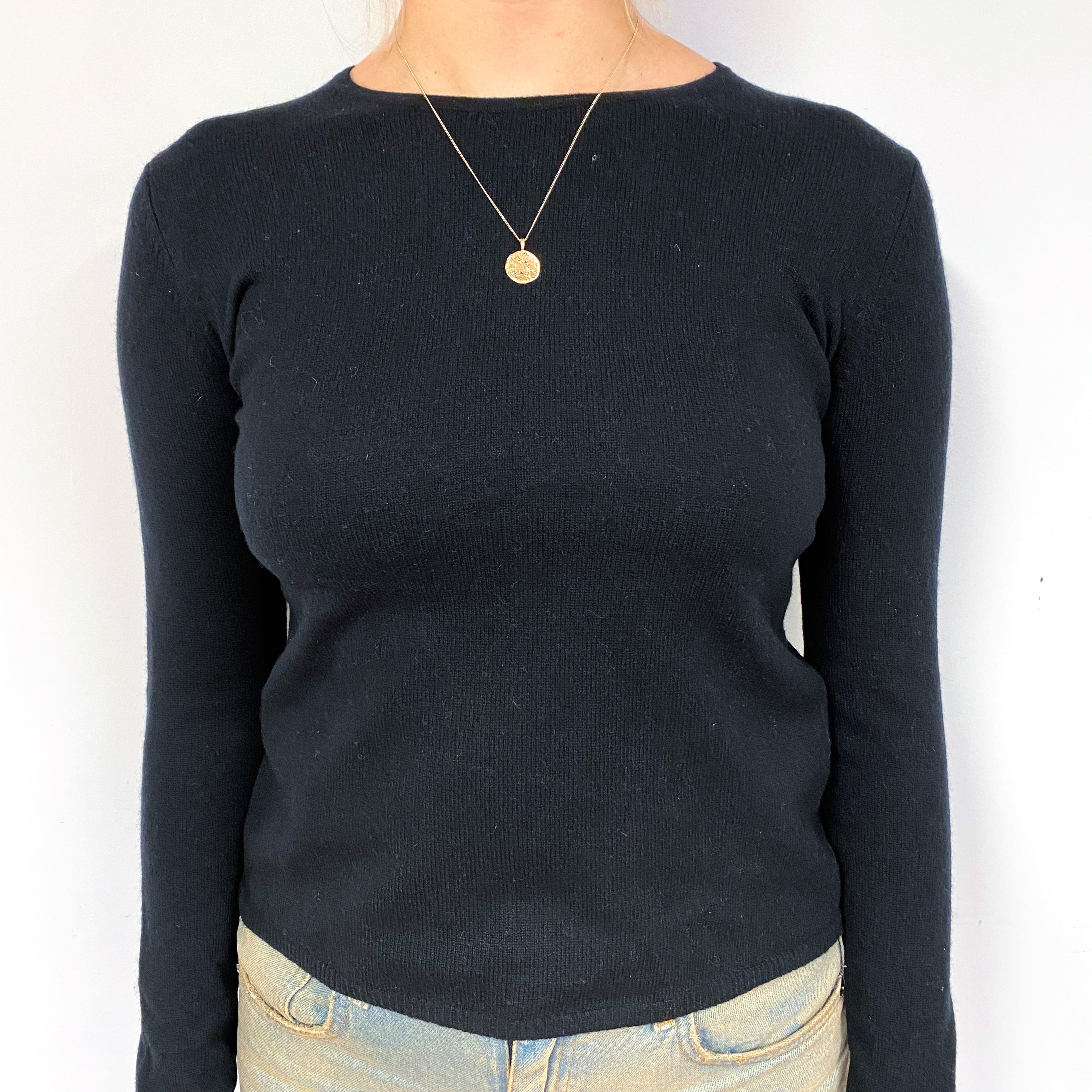 Black Cashmere Crew Neck Jumper Small